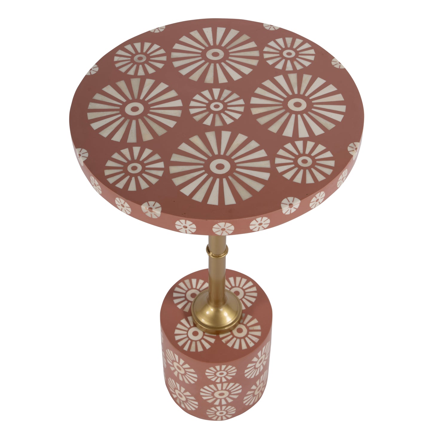 Butler Specialty Company Bethel 14 in. W Round Bone Inlay and Iron Side Table, Pink