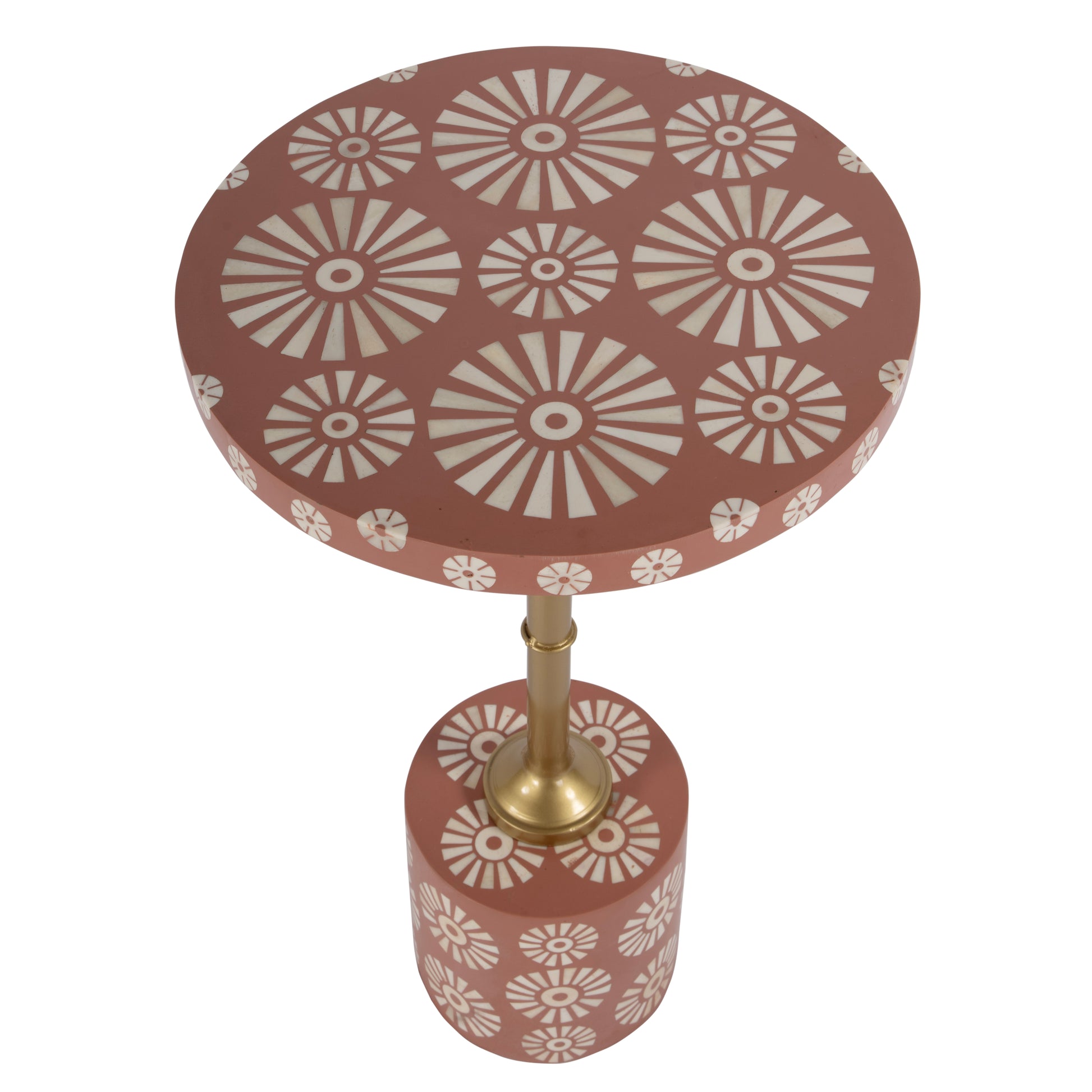 Butler Specialty Company Bethel 14 in. W Round Bone Inlay and Iron Side Table, Pink