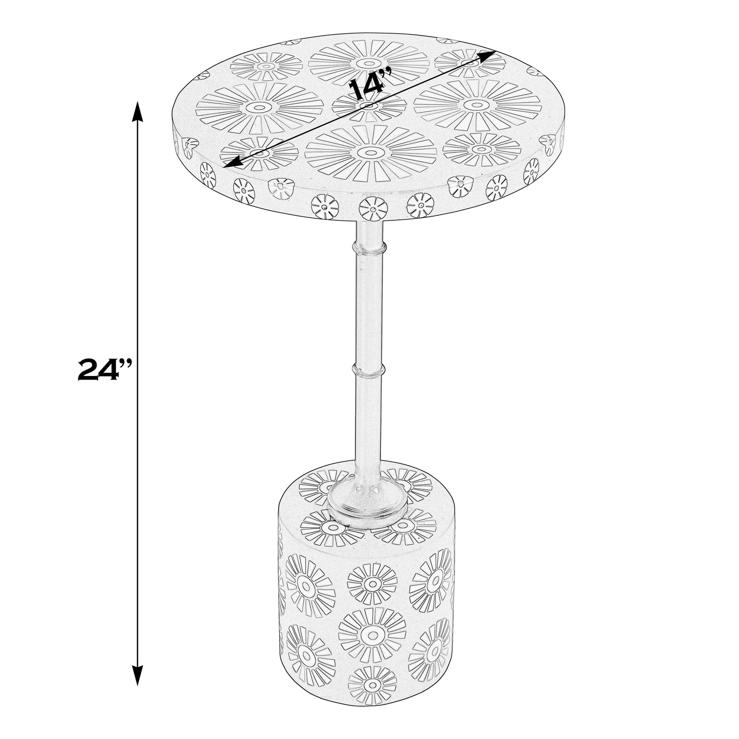 Butler Specialty Company Bethel 14 in. W Round Bone Inlay and Iron Side Table, Pink