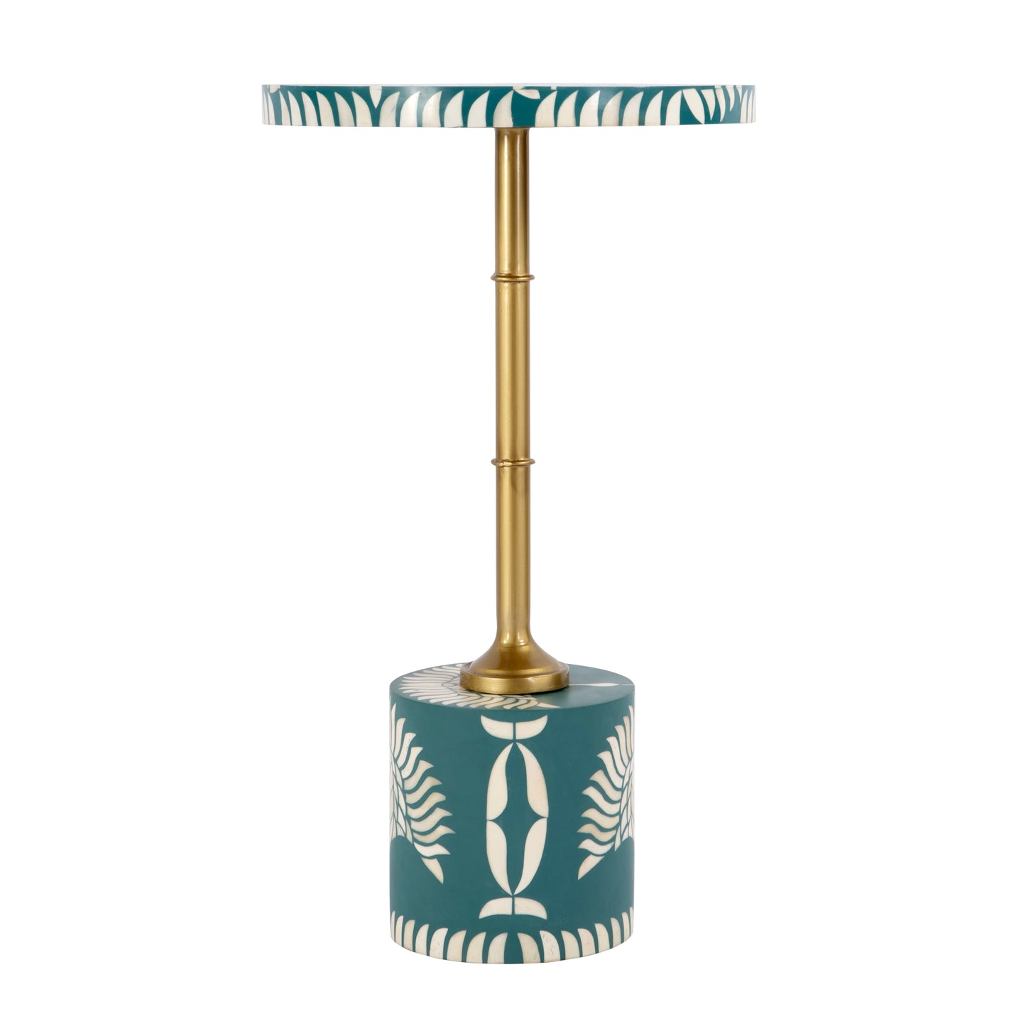 Butler Specialty Company Bethel 14 in. W Round Bone Inlay and Iron Side Table, Teal