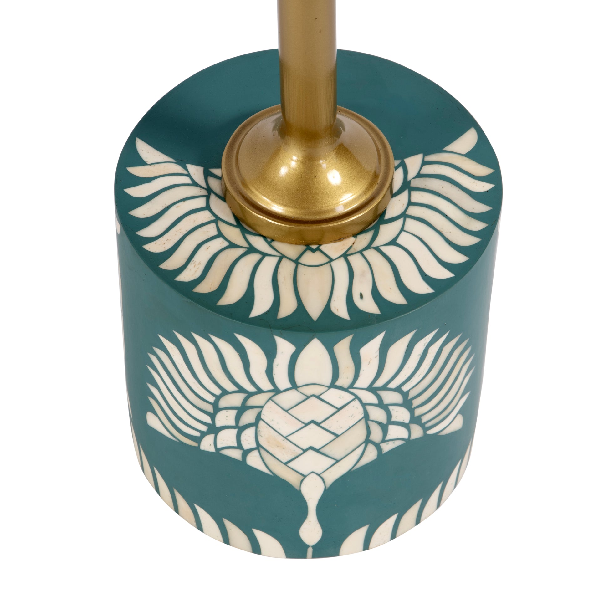 Butler Specialty Company Bethel 14 in. W Round Bone Inlay and Iron Side Table, Teal