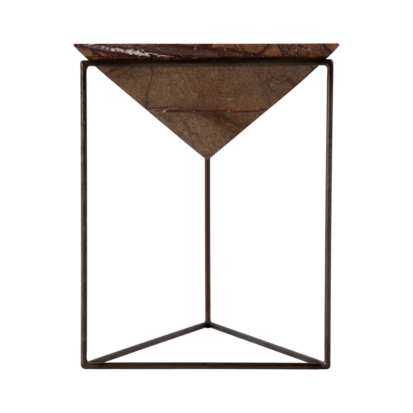 Butler Specialty Company Addis 16.5 in. W Triangular Marble and Iron Pyramid Side Table, Brown
