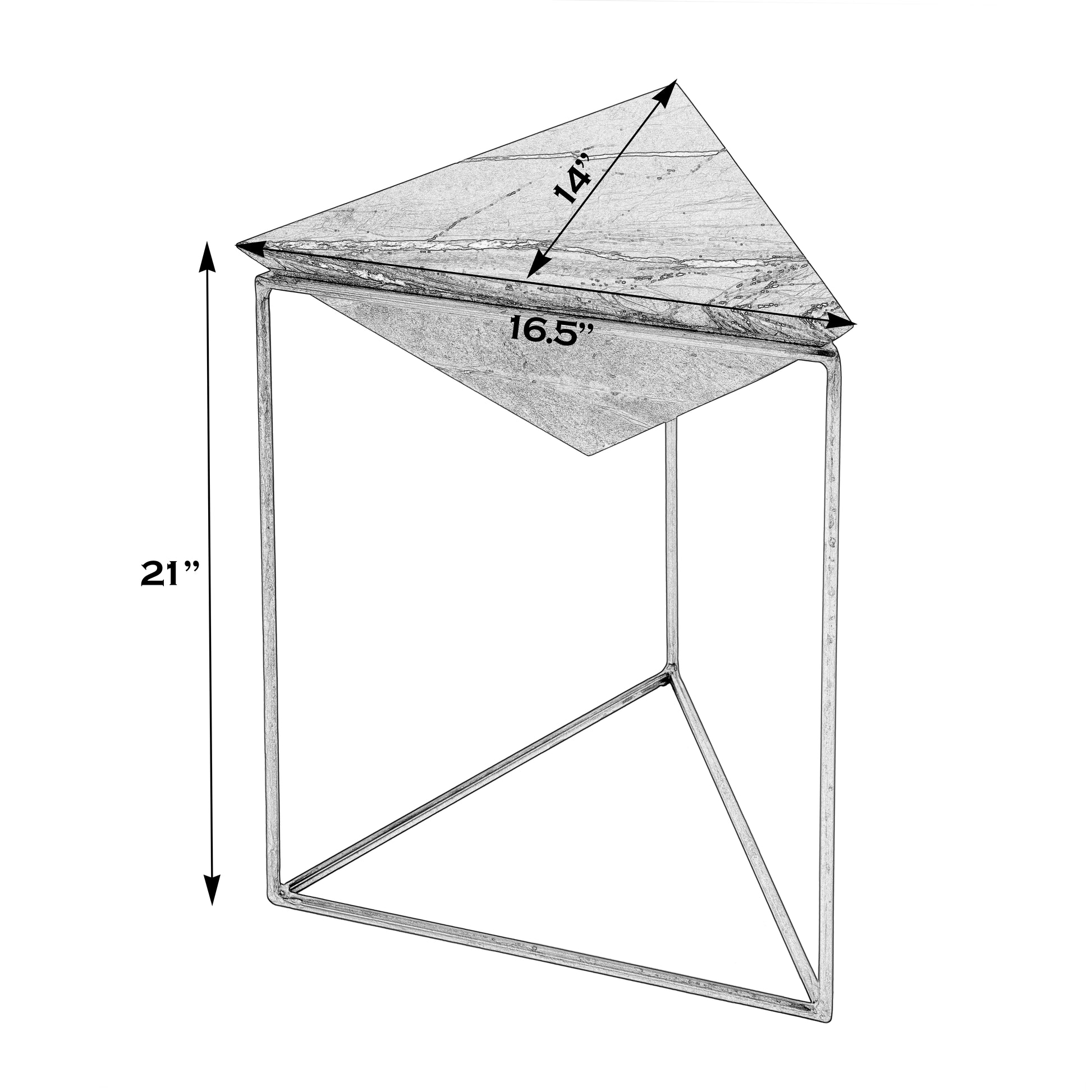 Butler Specialty Company Addis 16.5 in. W Triangular Marble and Iron Pyramid Side Table, Brown