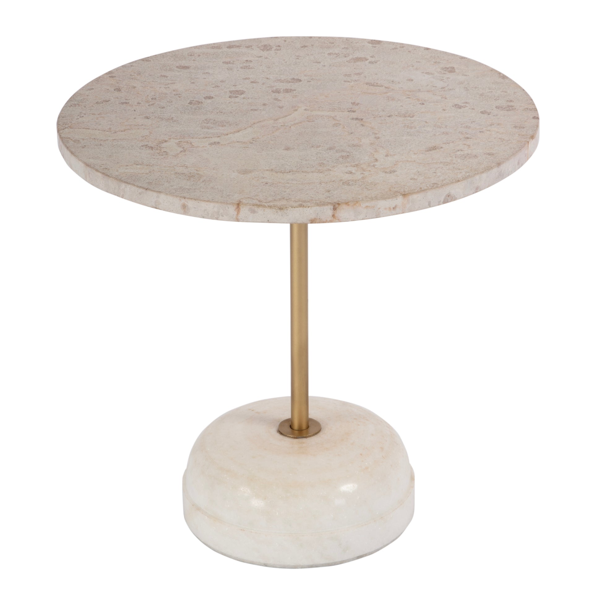 Butler Specialty Company Lucia 19 in. W Round Marble and Iron Pedestal Side Table, White