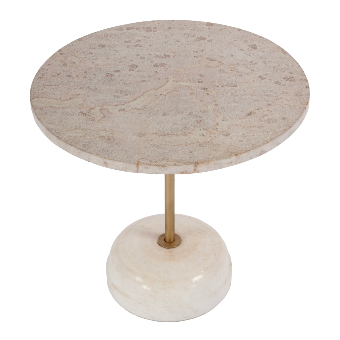 Butler Specialty Company Lucia 19 in. W Round Marble and Iron Pedestal Side Table, White