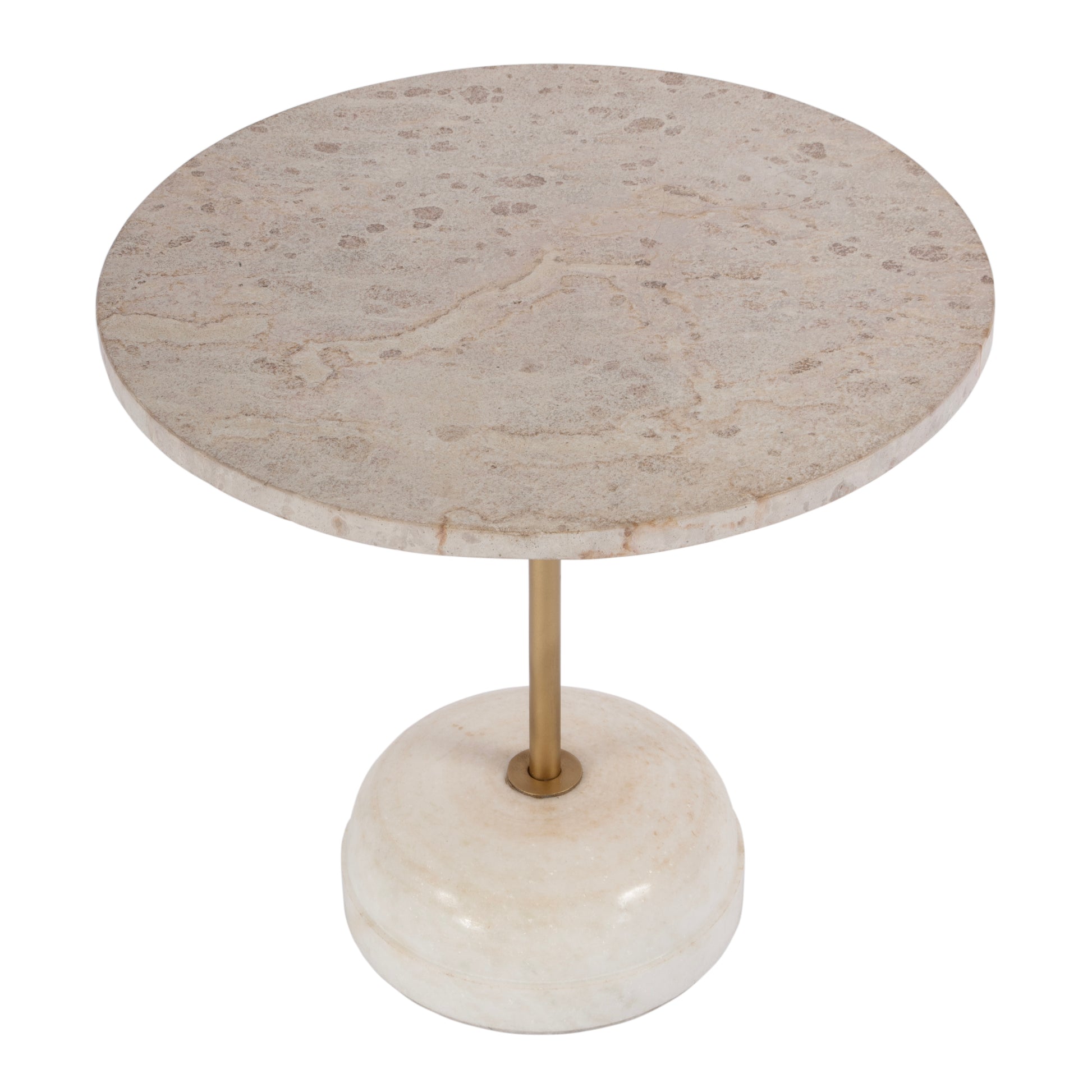 Butler Specialty Company Lucia 19 in. W Round Marble and Iron Pedestal Side Table, White