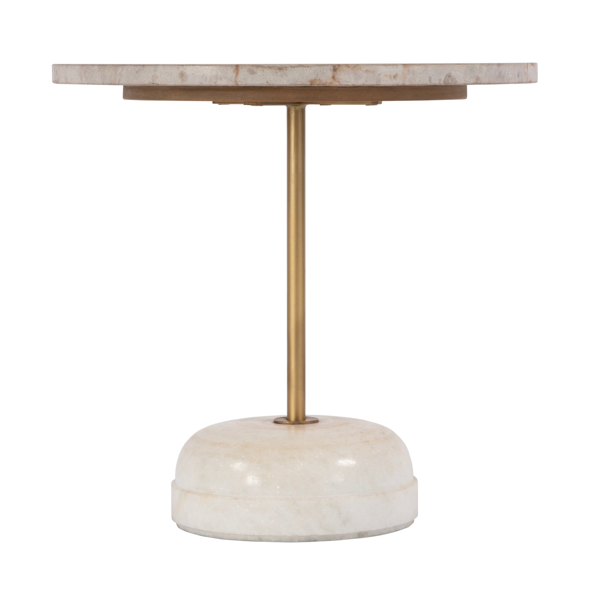 Butler Specialty Company Lucia 19 in. W Round Marble and Iron Pedestal Side Table, White