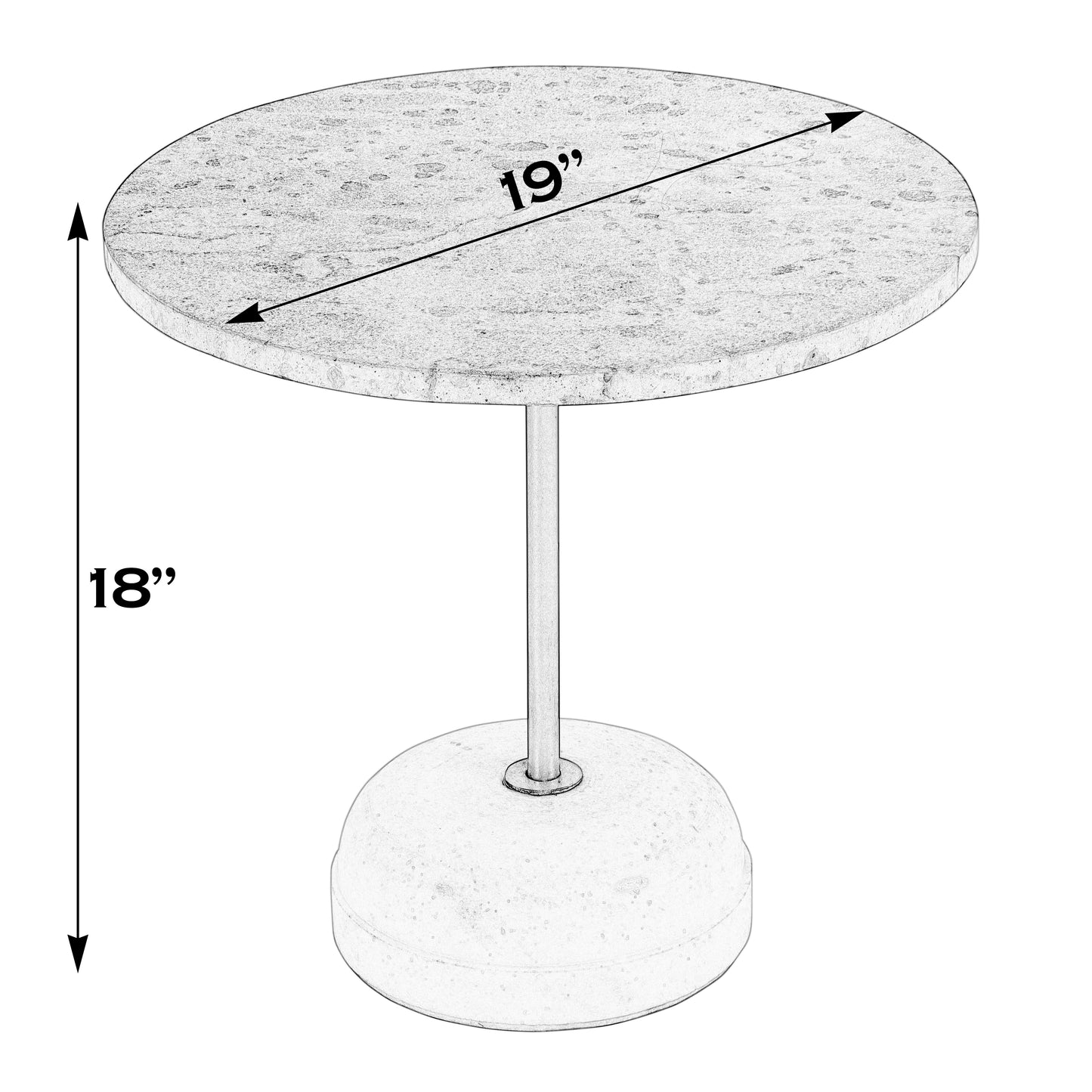 Butler Specialty Company Lucia 19 in. W Round Marble and Iron Pedestal Side Table, White