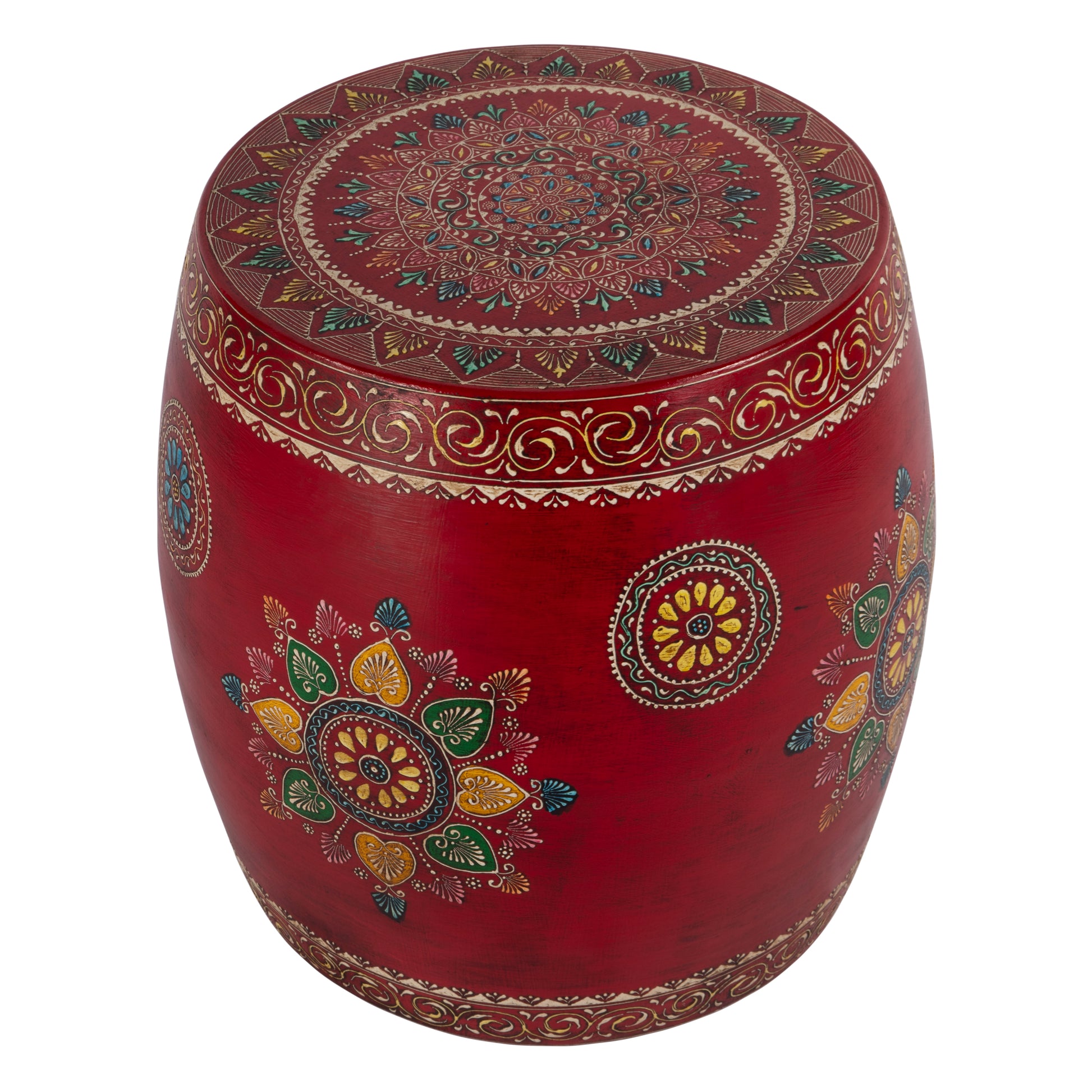 Butler Specialty Company Imani 17" W Round Iron Drum Side Table, Red