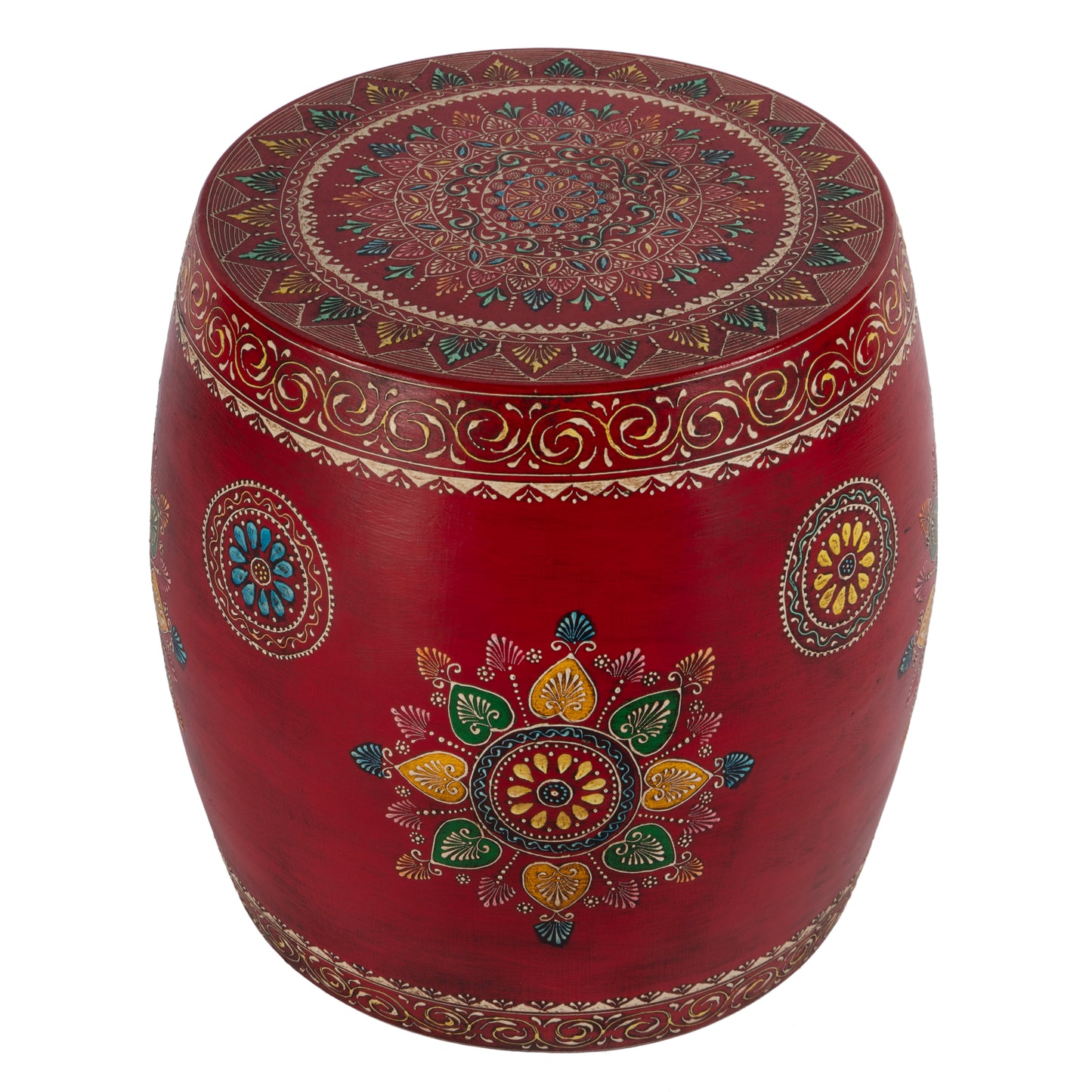 Butler Specialty Company Imani 17" W Round Iron Drum Side Table, Red