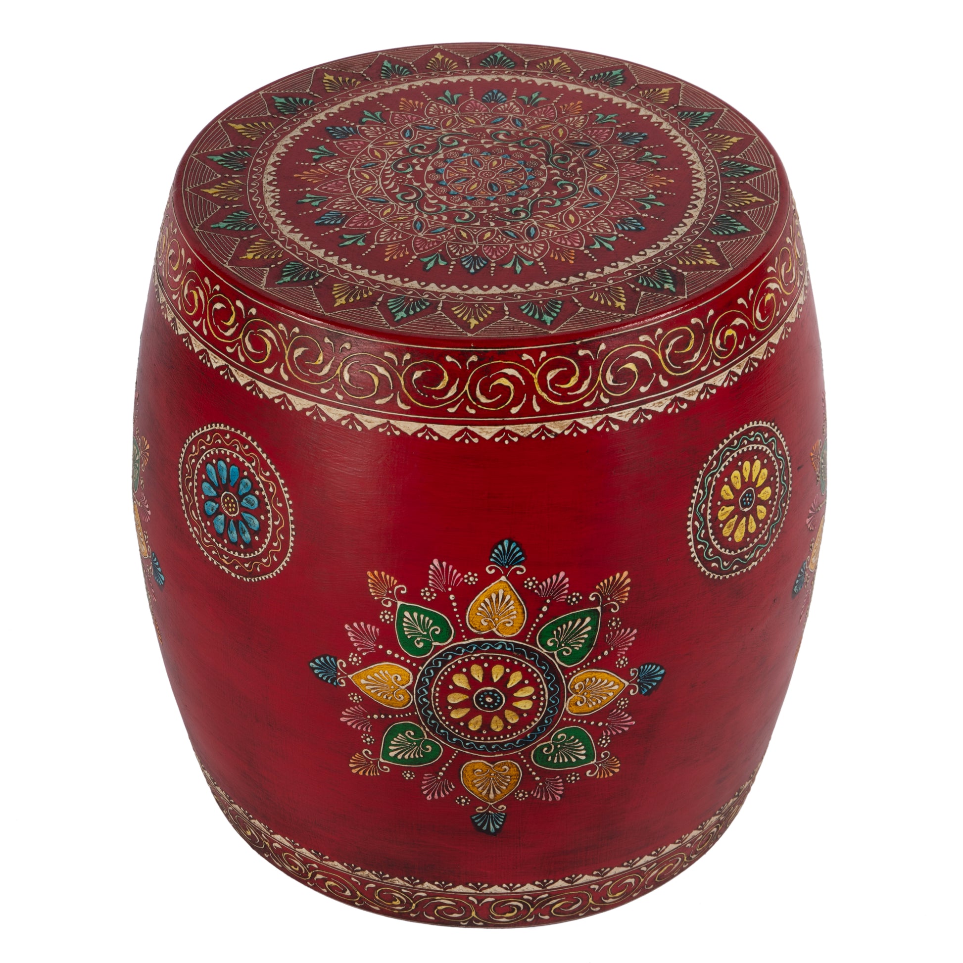 Butler Specialty Company Imani 17" W Round Iron Drum Side Table, Red