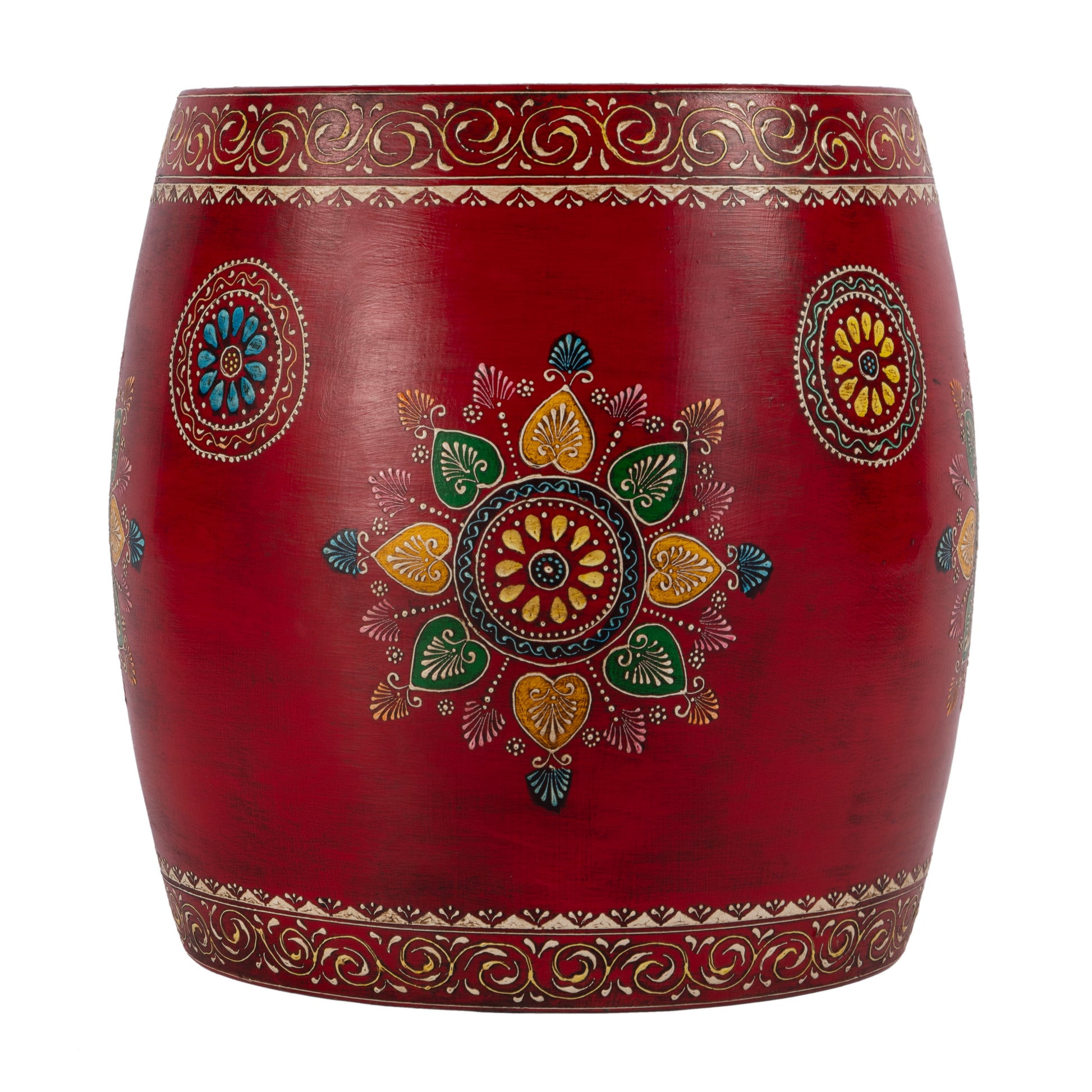 Butler Specialty Company Imani 17" W Round Iron Drum Side Table, Red