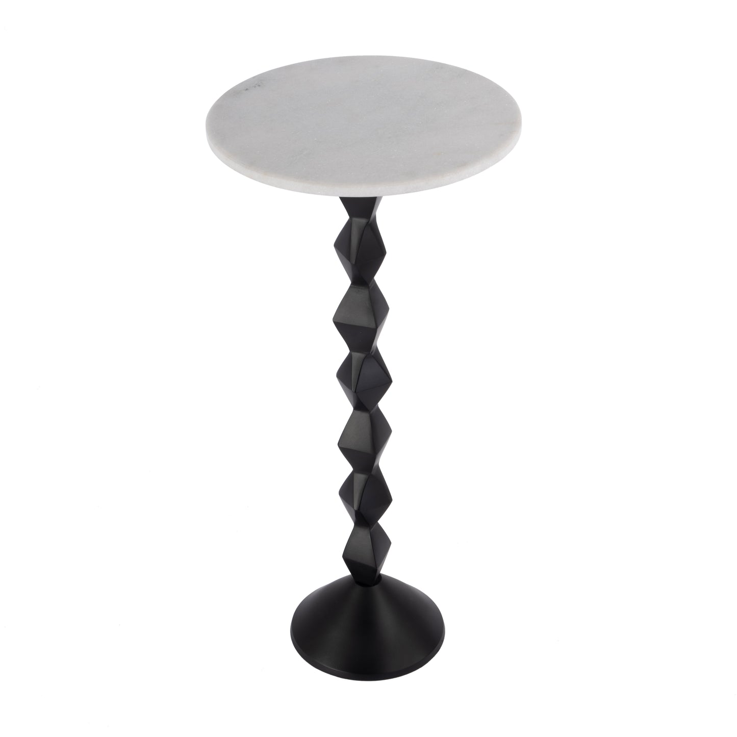 Butler Specialty Company Ada 12 in. W Round Marble and Metal Side Table, Black and White