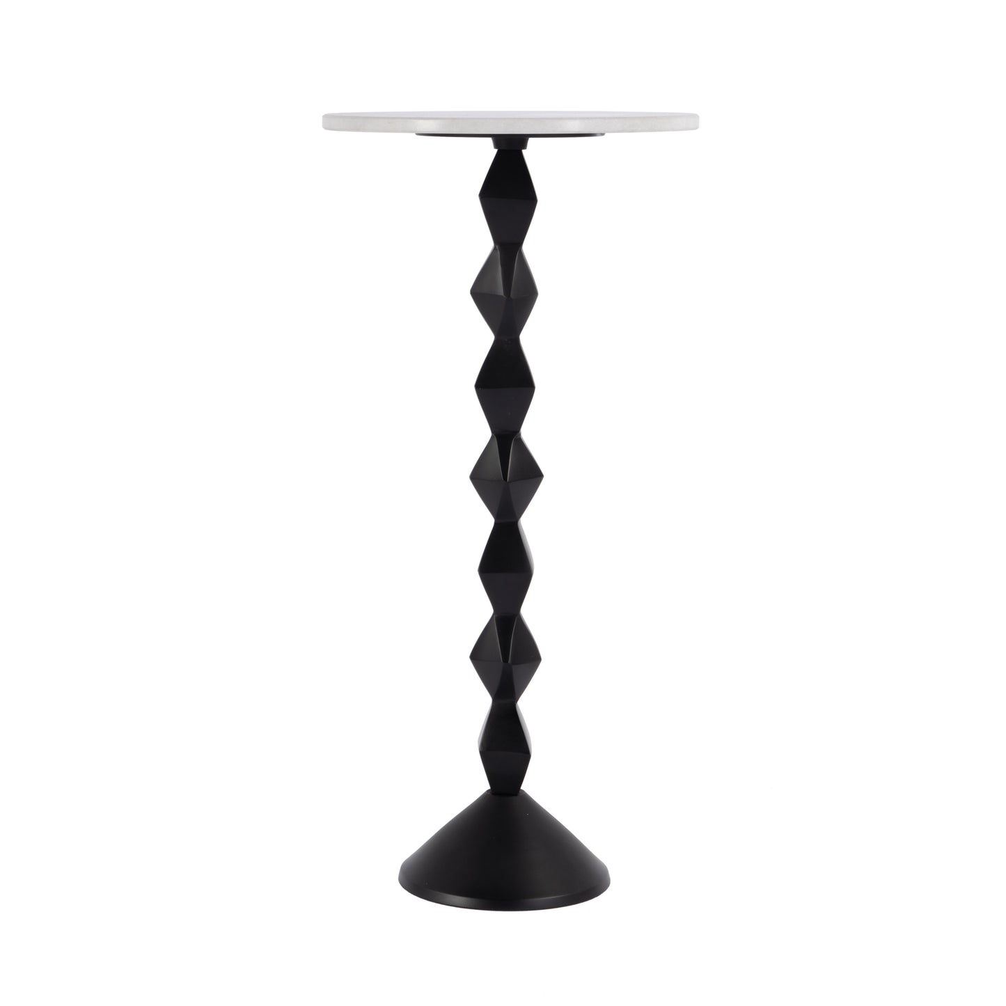 Butler Specialty Company Ada 12 in. W Round Marble and Metal Side Table, Black and White