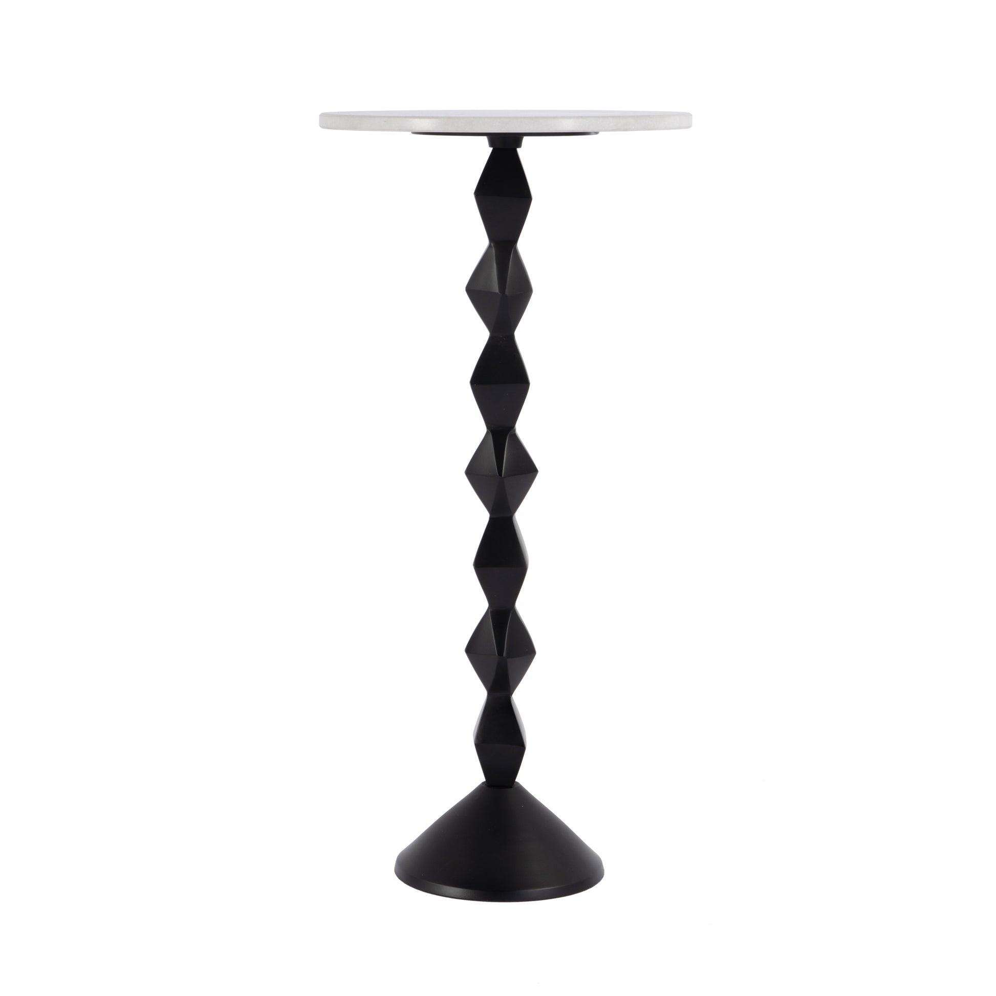Butler Specialty Company Ada 12 in. W Round Marble and Metal Side Table, Black and White