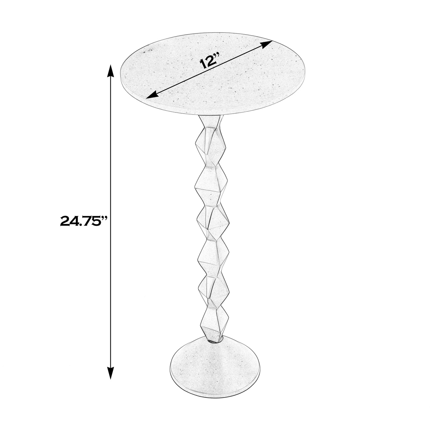 Butler Specialty Company Ada 12 in. W Round Marble and Metal Side Table, Black and White