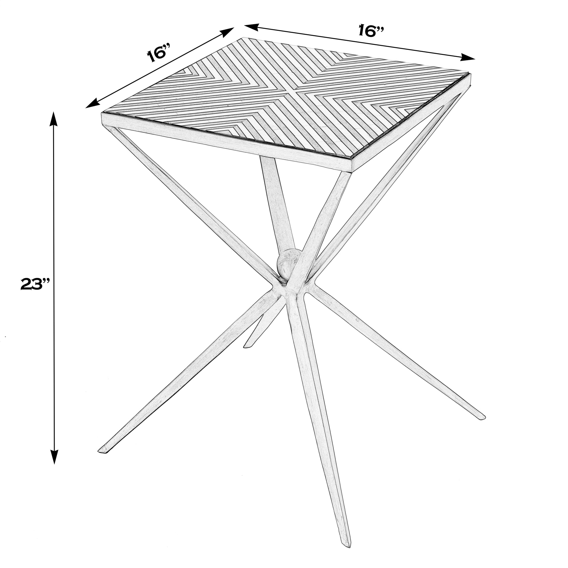 Butler Specialty Company Issa 16 in. W Square Bone In-Lay & Metal Side Table, Multi