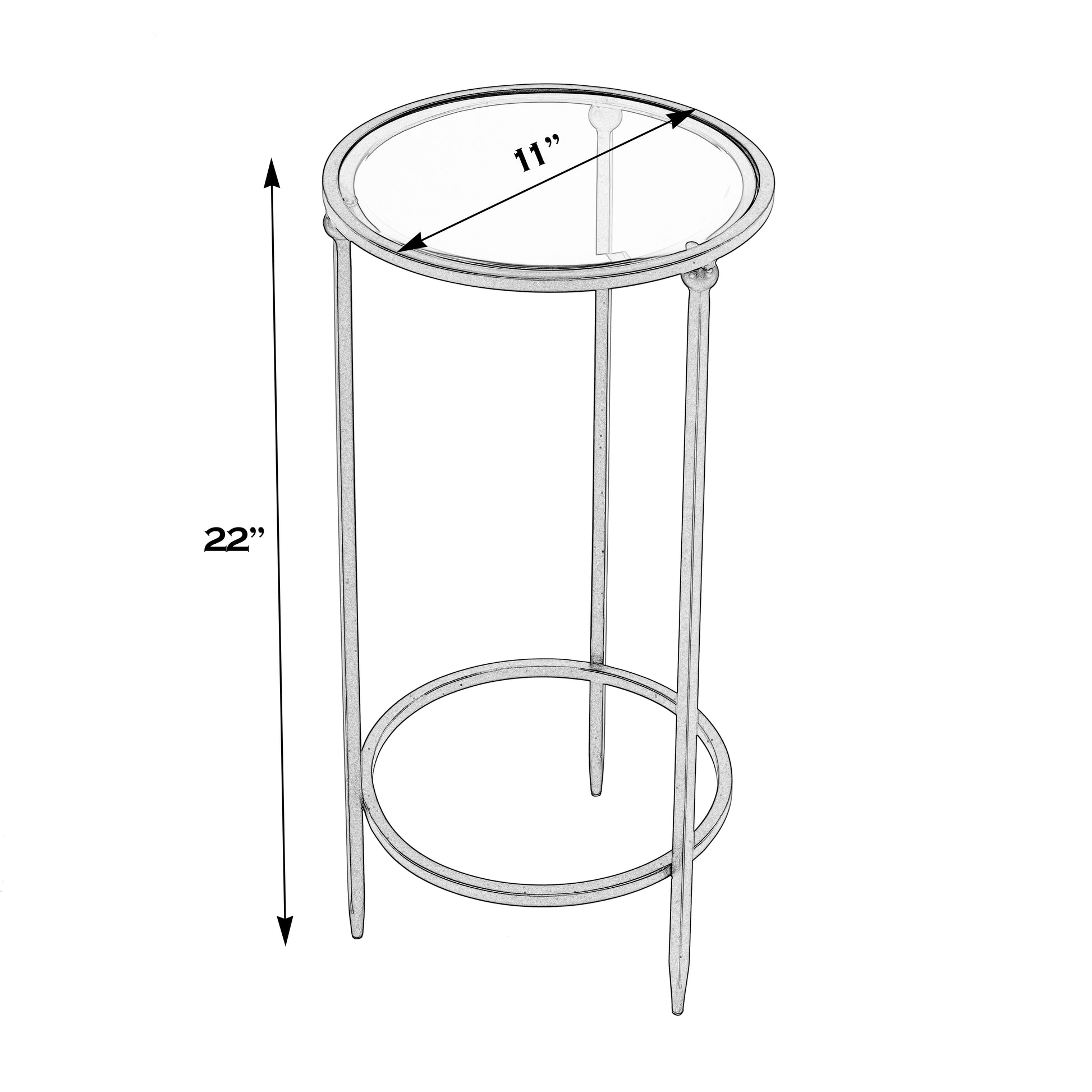 Butler Specialty Company Lola 11 in. W Round Glass and Metal Side Table, Black