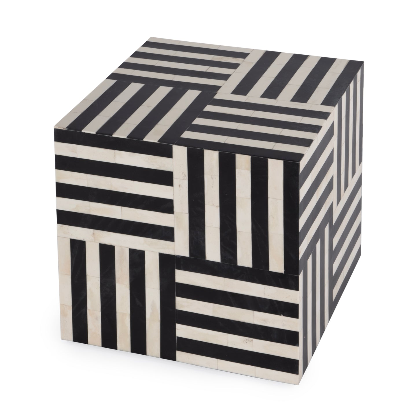 Butler Specialty Company Zuri 15 in. W Square Bone In-Lay Low Bunching Table, Black and White
