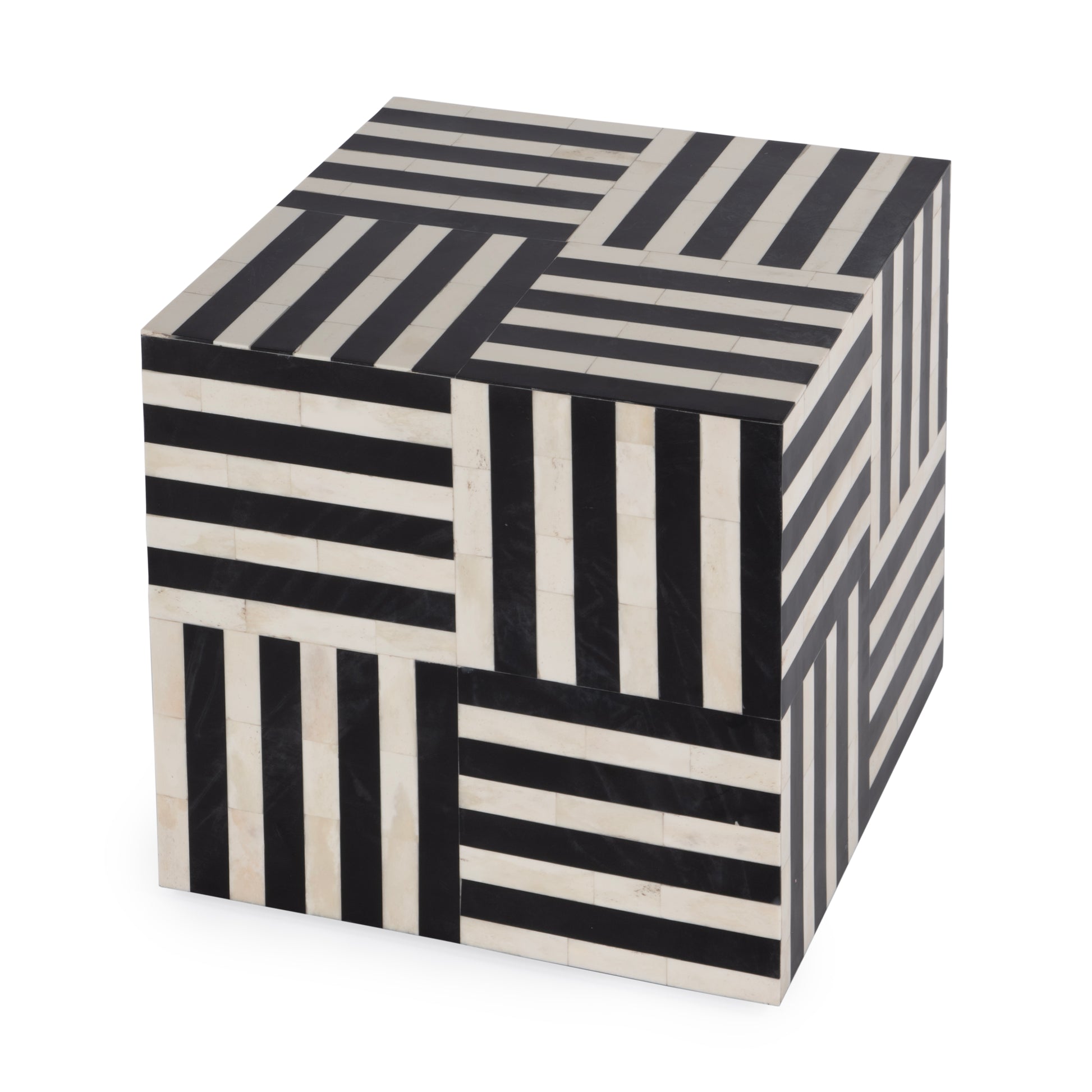 Butler Specialty Company Zuri 15 in. W Square Bone In-Lay Low Bunching Table, Black and White