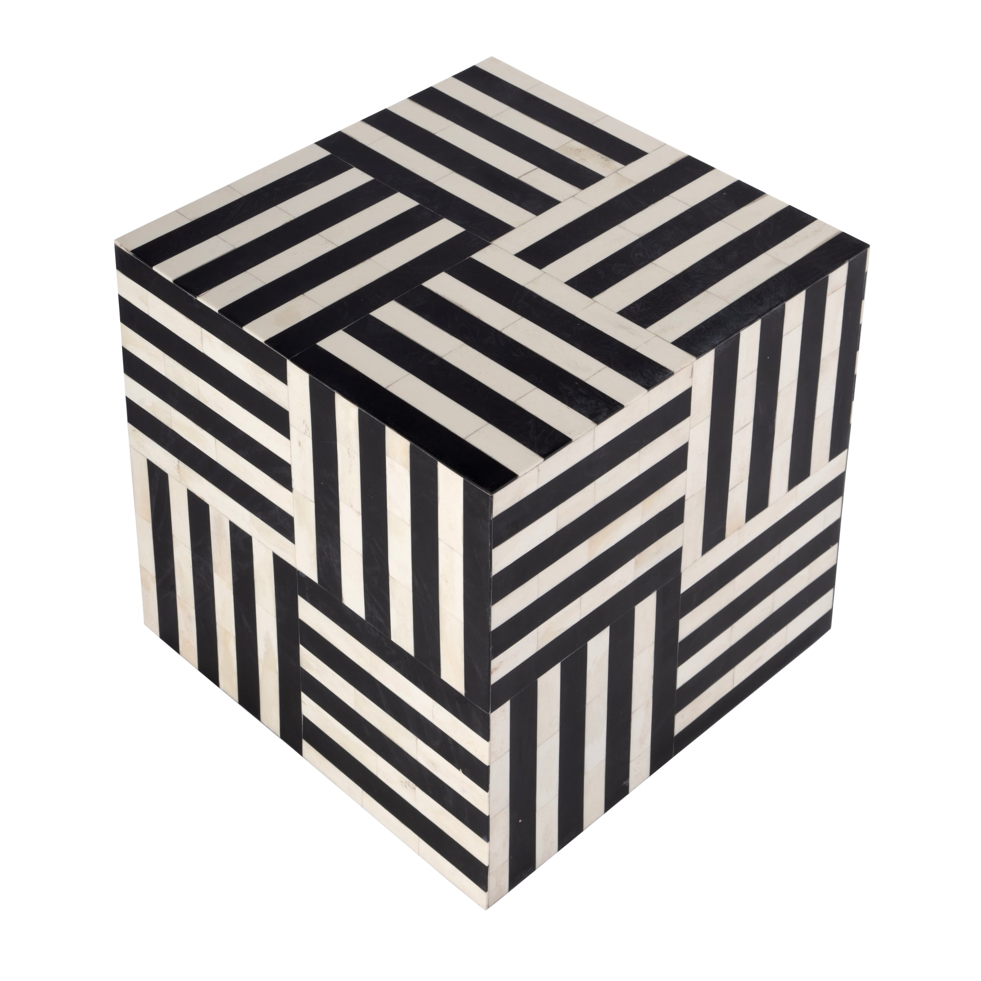 Butler Specialty Company Zuri 15 in. W Square Bone In-Lay Low Bunching Table, Black and White
