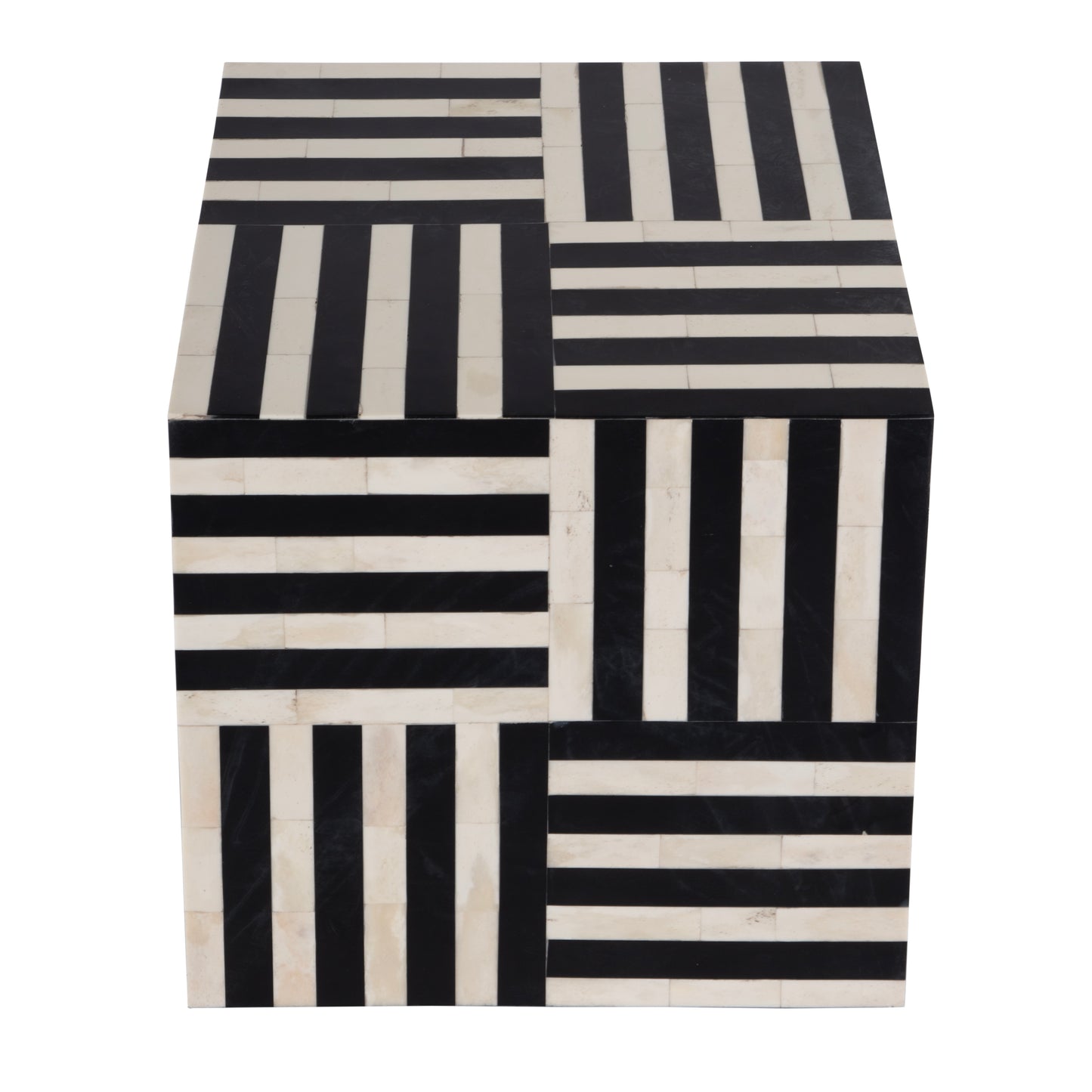 Butler Specialty Company Zuri 15 in. W Square Bone In-Lay Low Bunching Table, Black and White