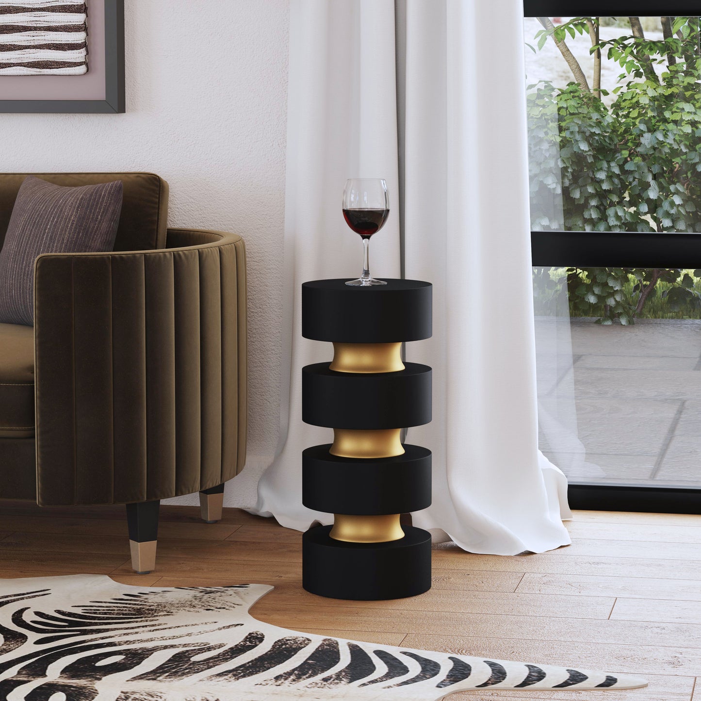 Butler Specialty Company Zola 10 in. W Round Wood and Iron Side Table, Black