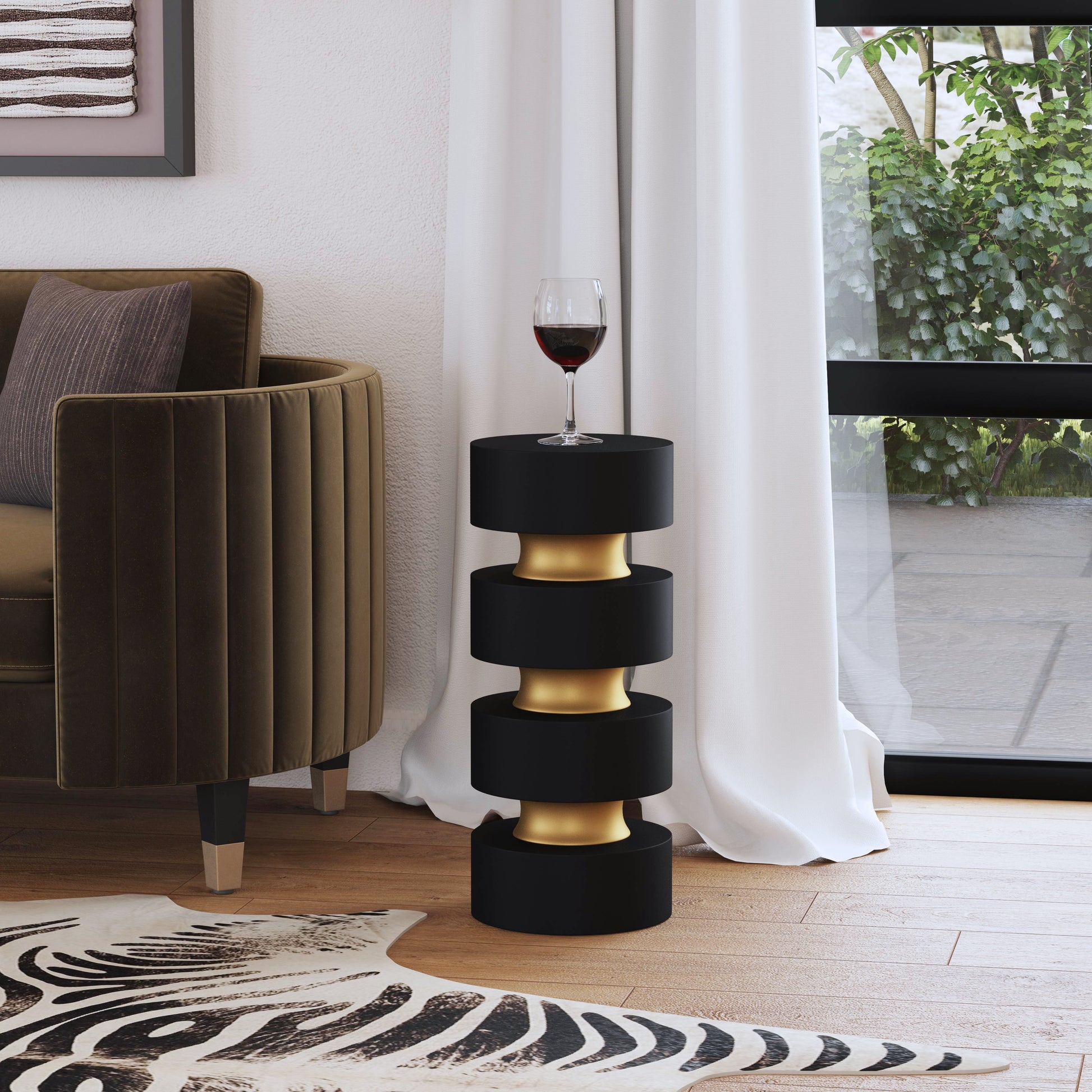 Butler Specialty Company Zola 10 in. W Round Wood and Iron Side Table, Black
