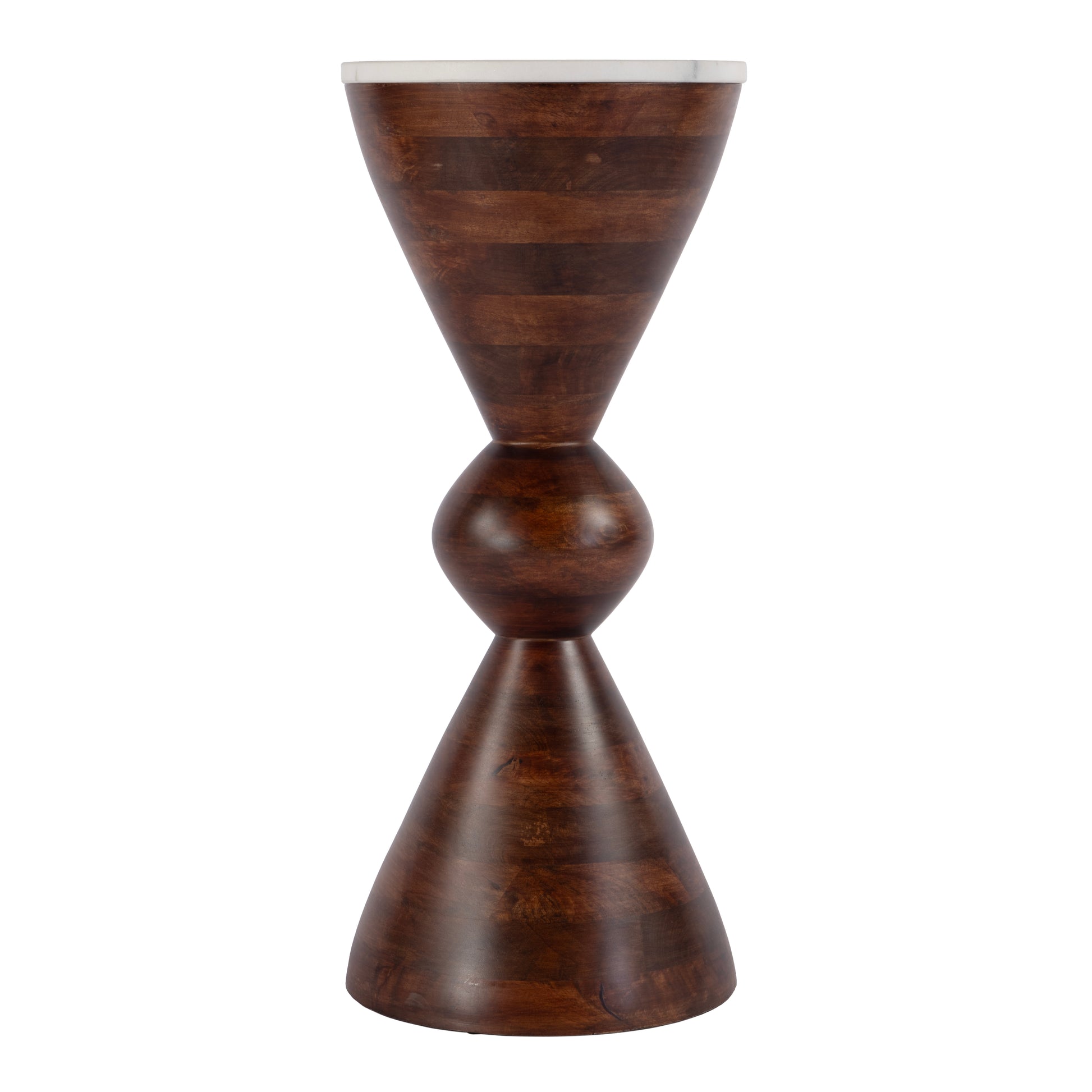 Butler Specialty Company Amra 12 in. W Round Marble and Wood Side Table, Brown