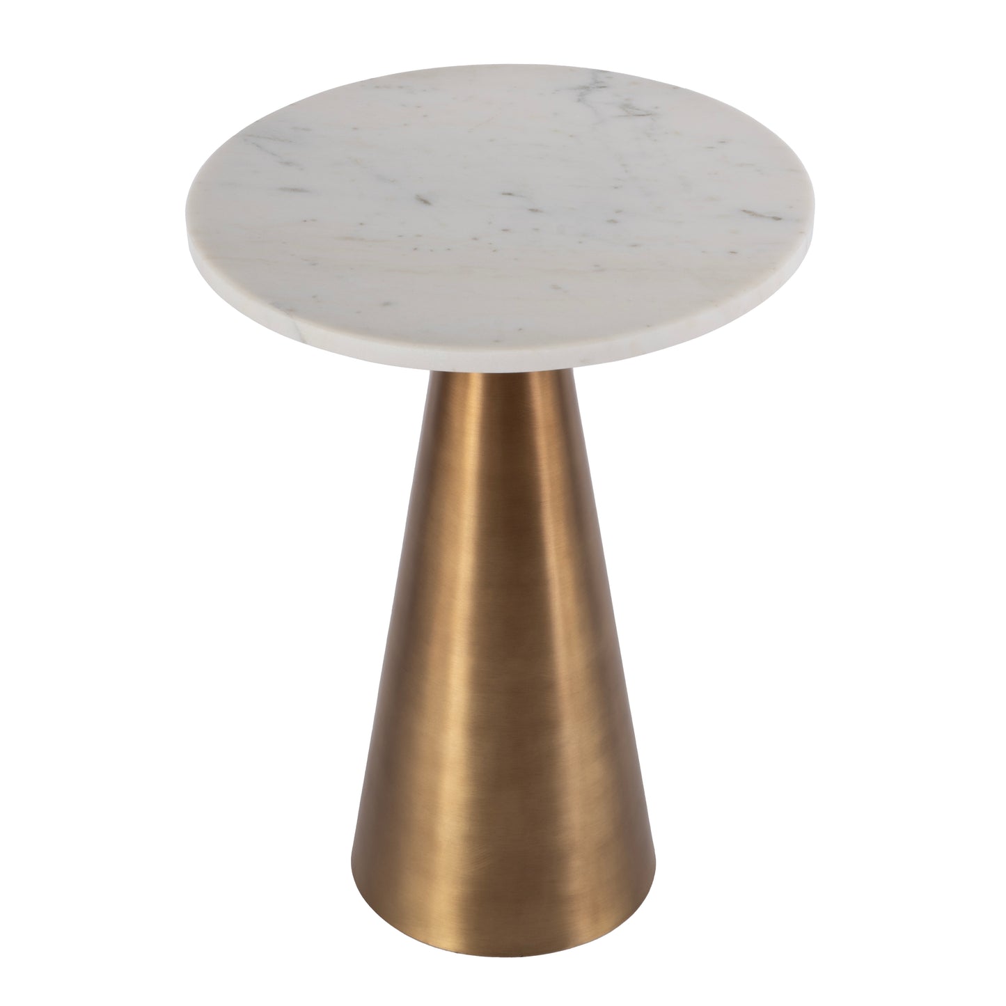 Butler Specialty Company Hallie 15 in. W Round Marble and Metal Side Table, Antique Gold