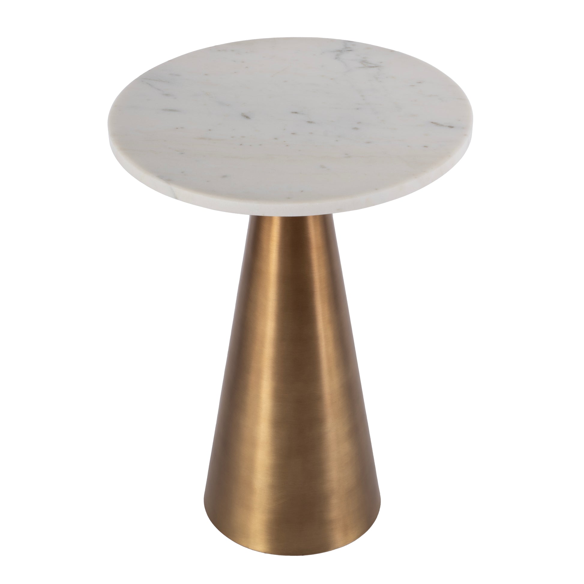 Butler Specialty Company Hallie 15 in. W Round Marble and Metal Side Table, Antique Gold