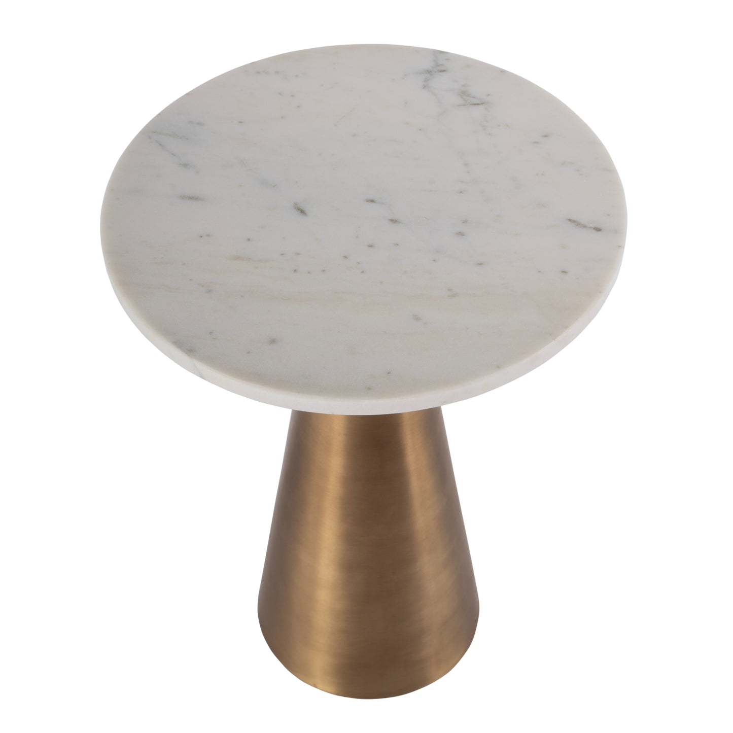 Butler Specialty Company Hallie 15 in. W Round Marble and Metal Side Table, Antique Gold