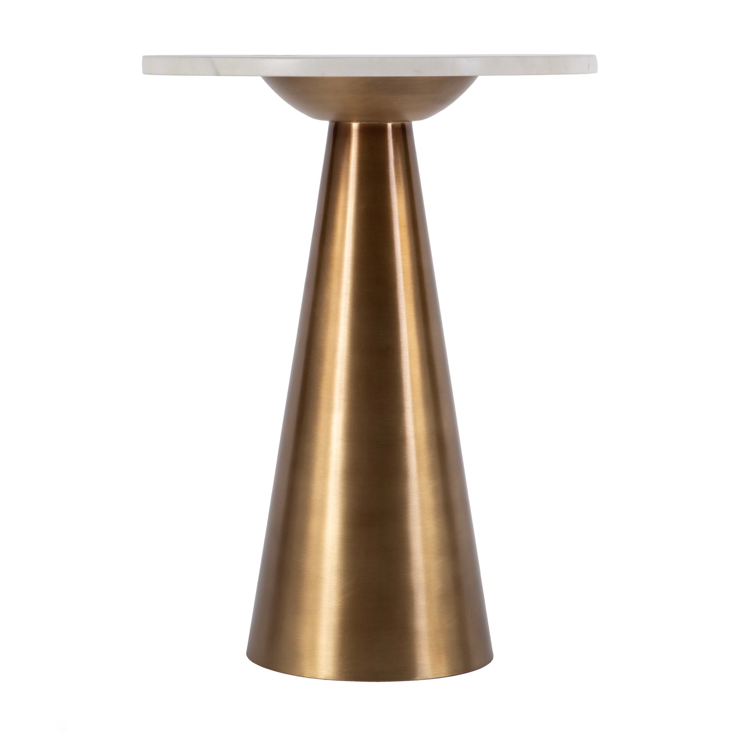 Butler Specialty Company Hallie 15 in. W Round Marble and Metal Side Table, Antique Gold