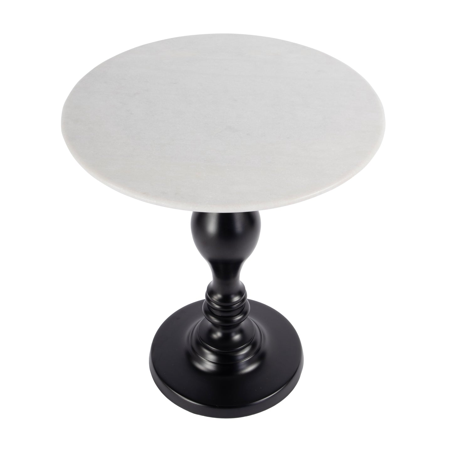 Butler Specialty Company Milan 20 in. W Round Marble & Metal Pedestal Base Side Table, Black, White
