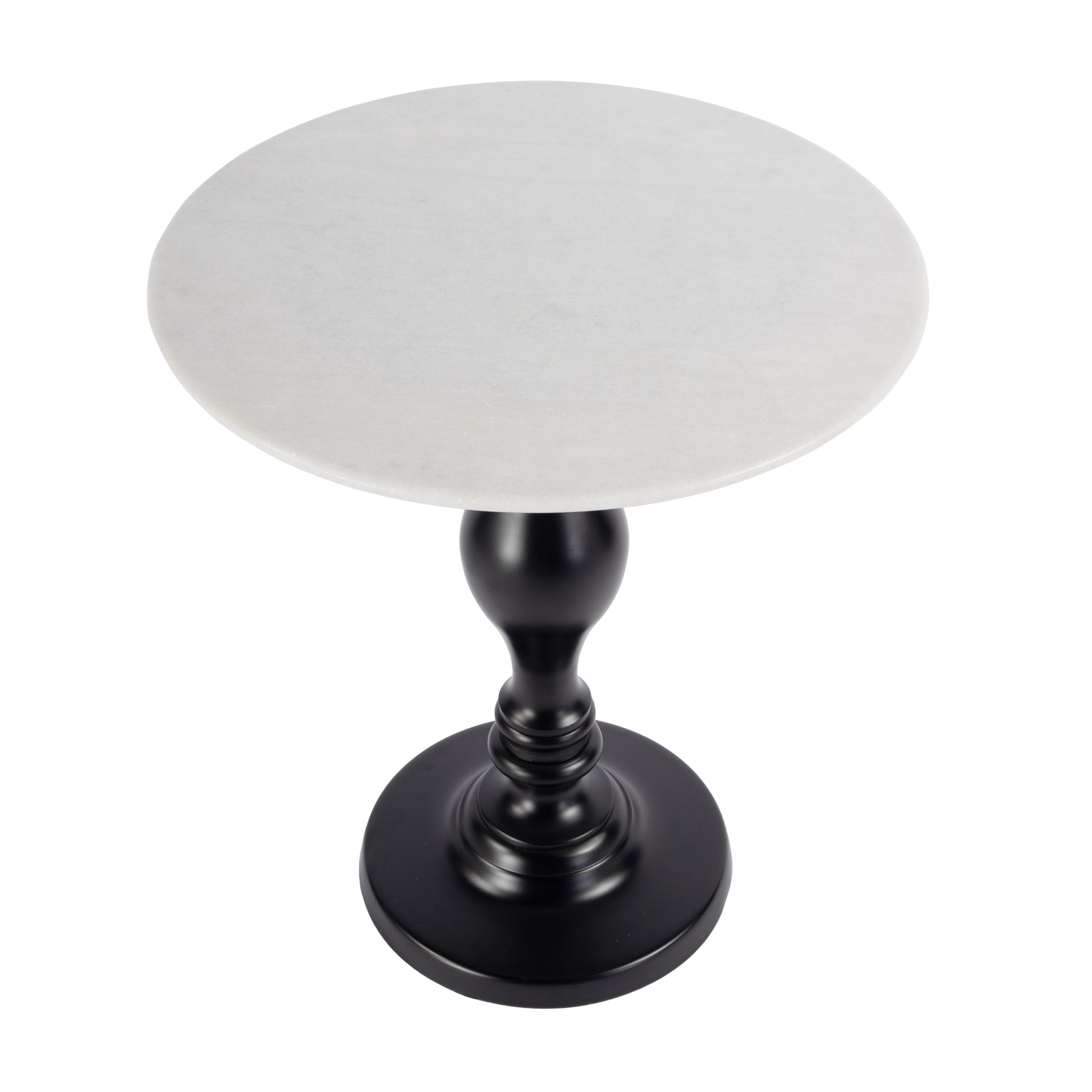 Butler Specialty Company Milan 20 in. W Round Marble & Metal Pedestal Base Side Table, Black, White