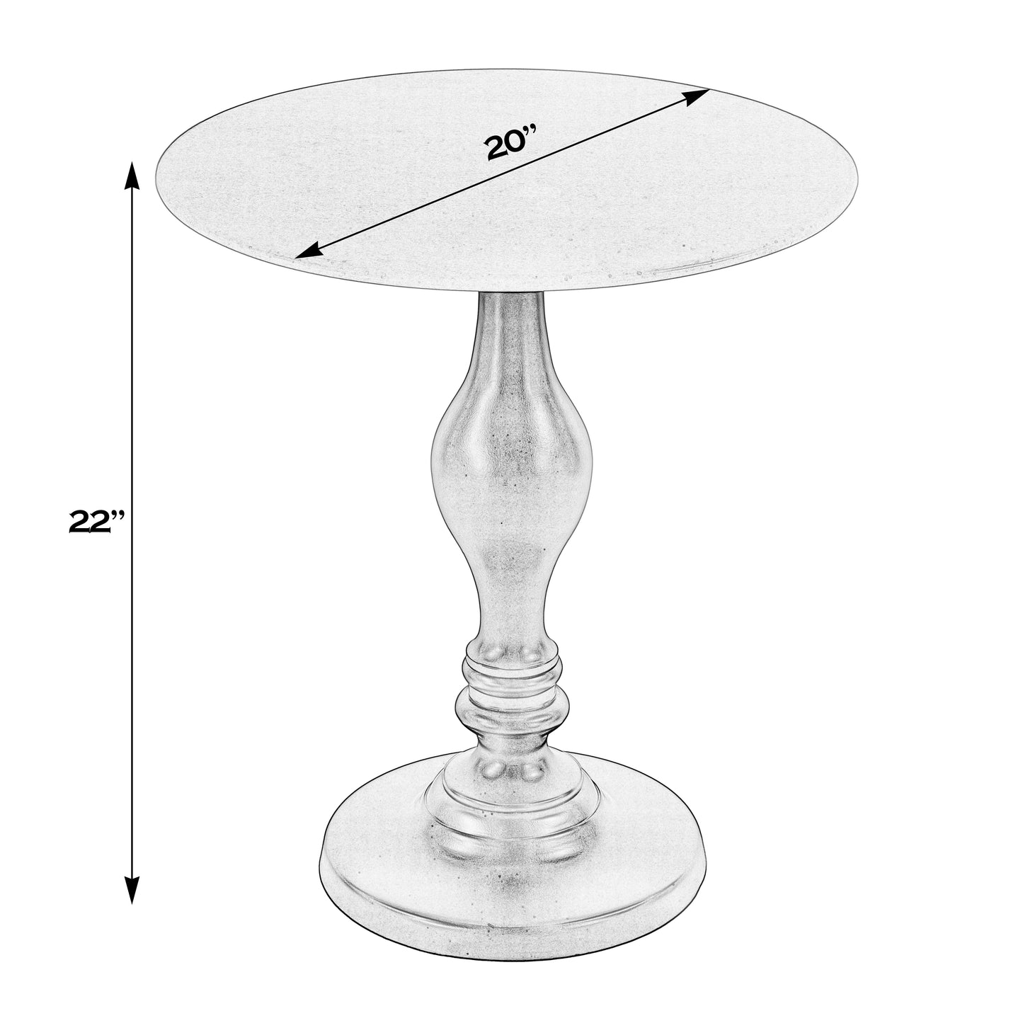 Butler Specialty Company Milan 20 in. W Round Marble & Metal Pedestal Base Side Table, Black, White