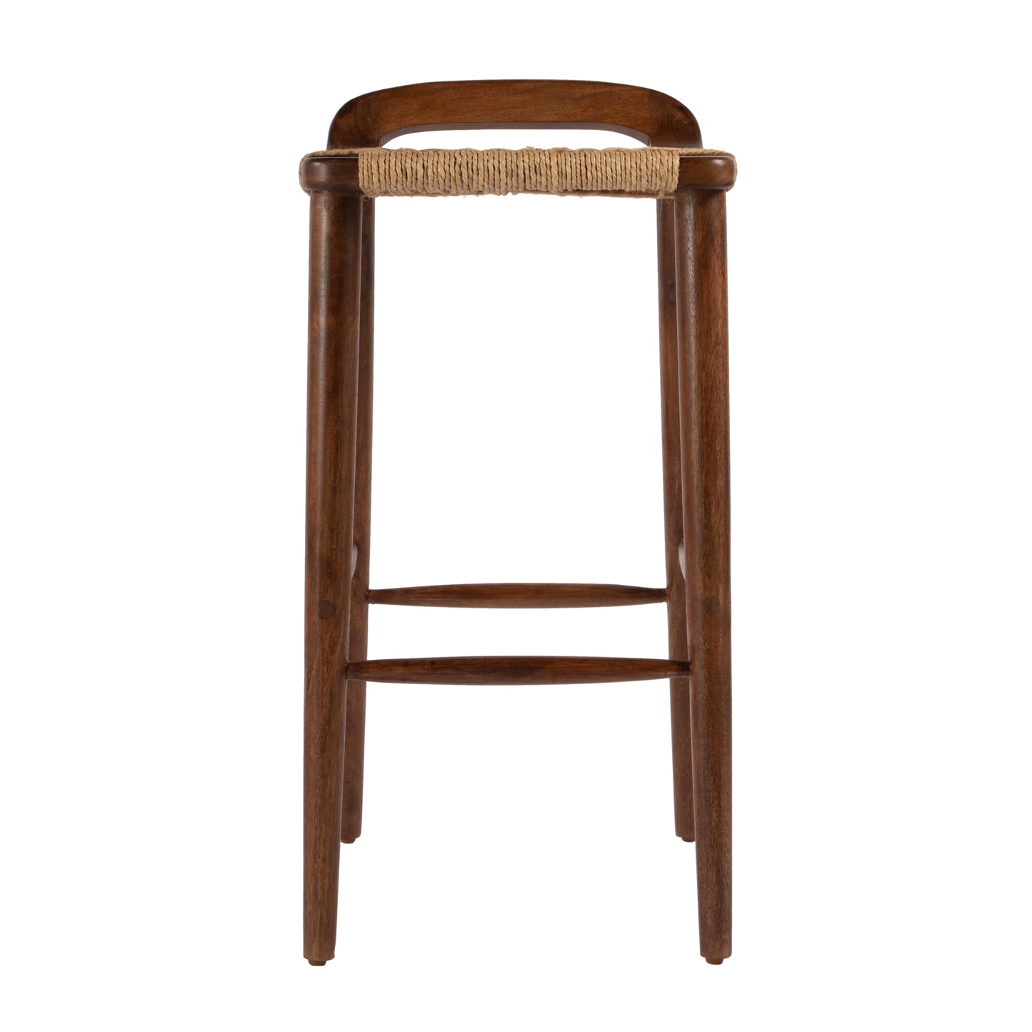Butler Specialty Company Luna 30 in. Seat Height Wood and Jute Woven Low Back Bar Stool, Brown
