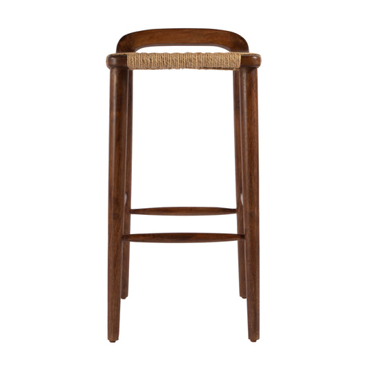 Butler Specialty Company Luna 30 in. Seat Height Wood and Jute Woven Low Back Bar Stool, Brown