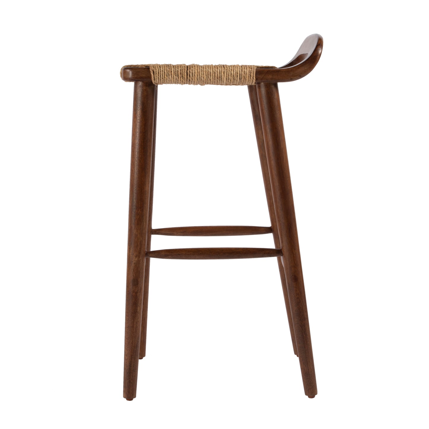 Butler Specialty Company Luna 30 in. Seat Height Wood and Jute Woven Low Back Bar Stool, Brown
