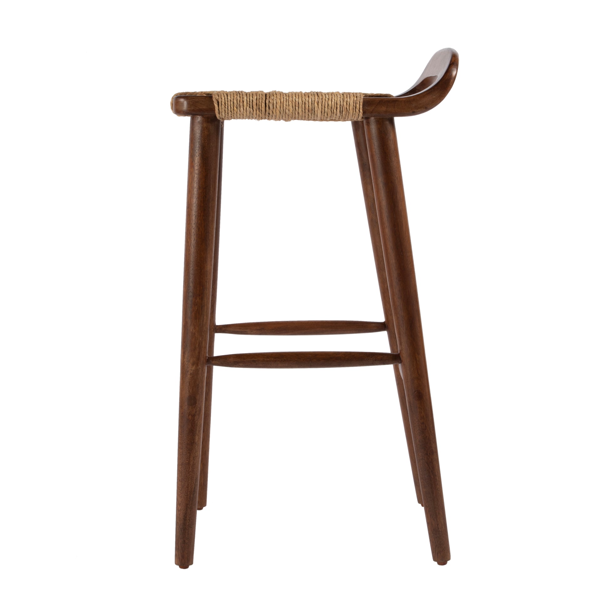 Butler Specialty Company Luna 30 in. Seat Height Wood and Jute Woven Low Back Bar Stool, Brown
