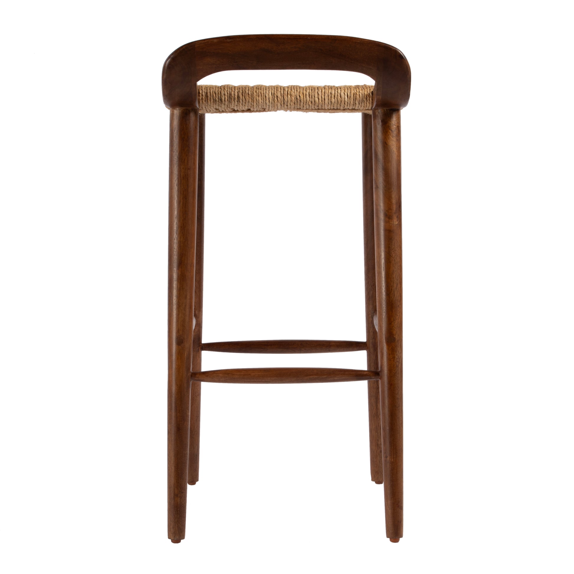 Butler Specialty Company Luna 30 in. Seat Height Wood and Jute Woven Low Back Bar Stool, Brown