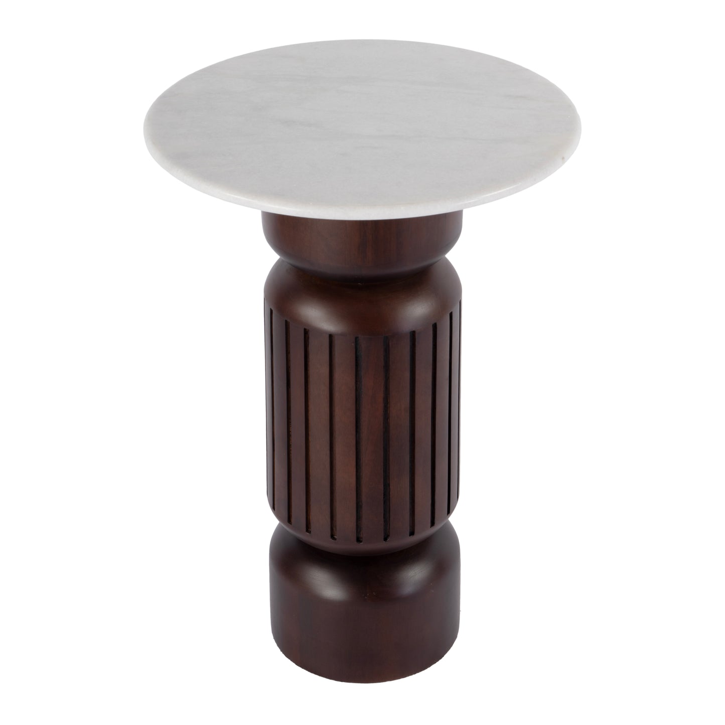 Butler Specialty Company Nala 17 in. W Round Marble and Wood Side Table, Brown