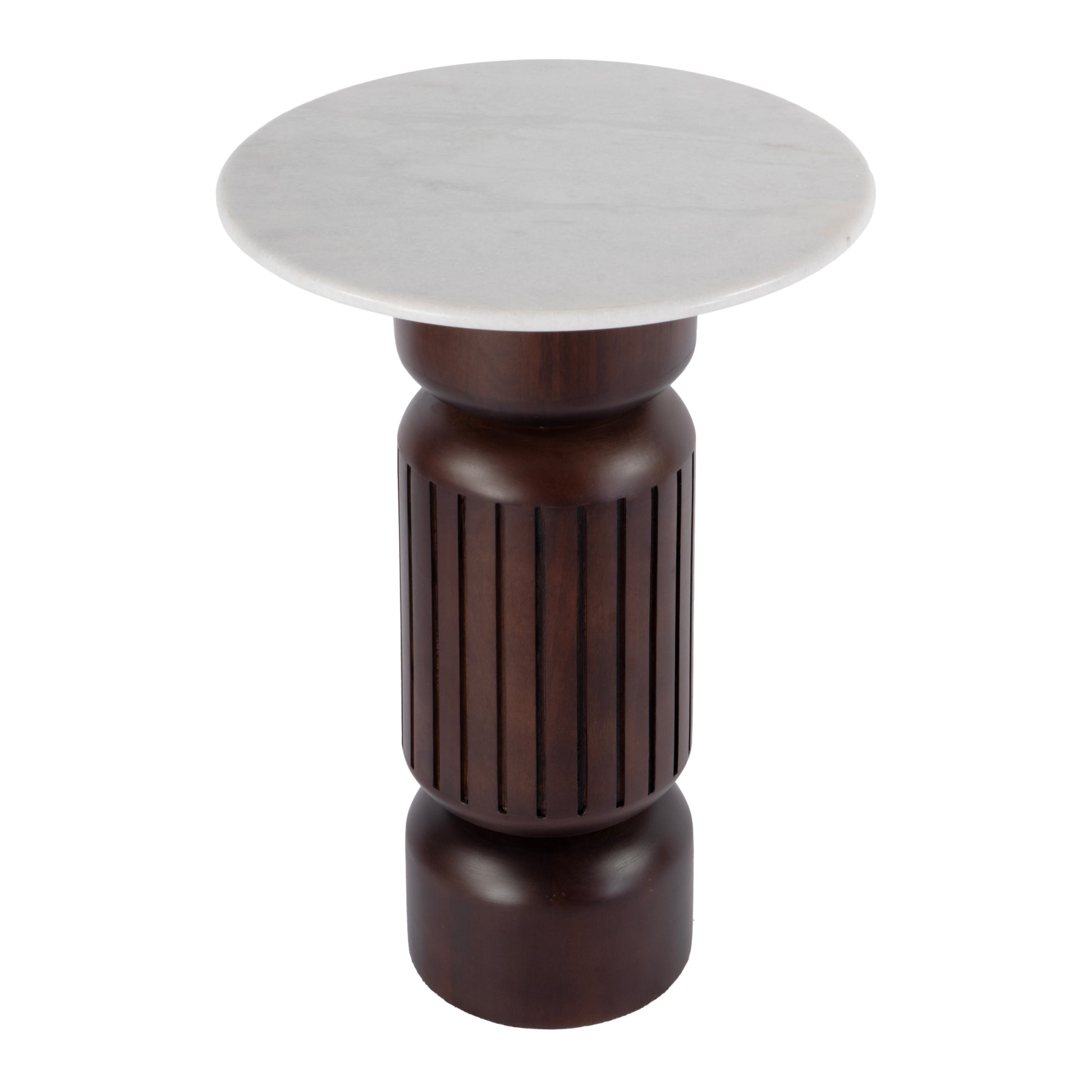 Butler Specialty Company Nala 17 in. W Round Marble and Wood Side Table, Brown