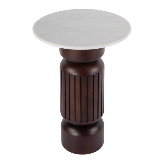 Butler Specialty Company Nala 17 in. W Round Marble and Wood Side Table, Brown