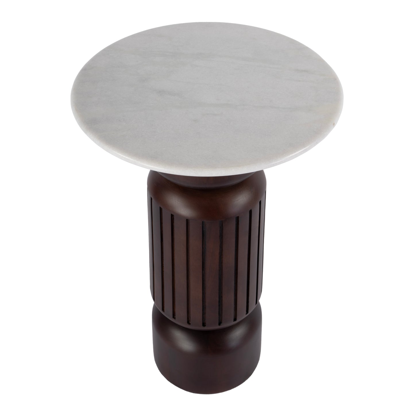 Butler Specialty Company Nala 17 in. W Round Marble and Wood Side Table, Brown
