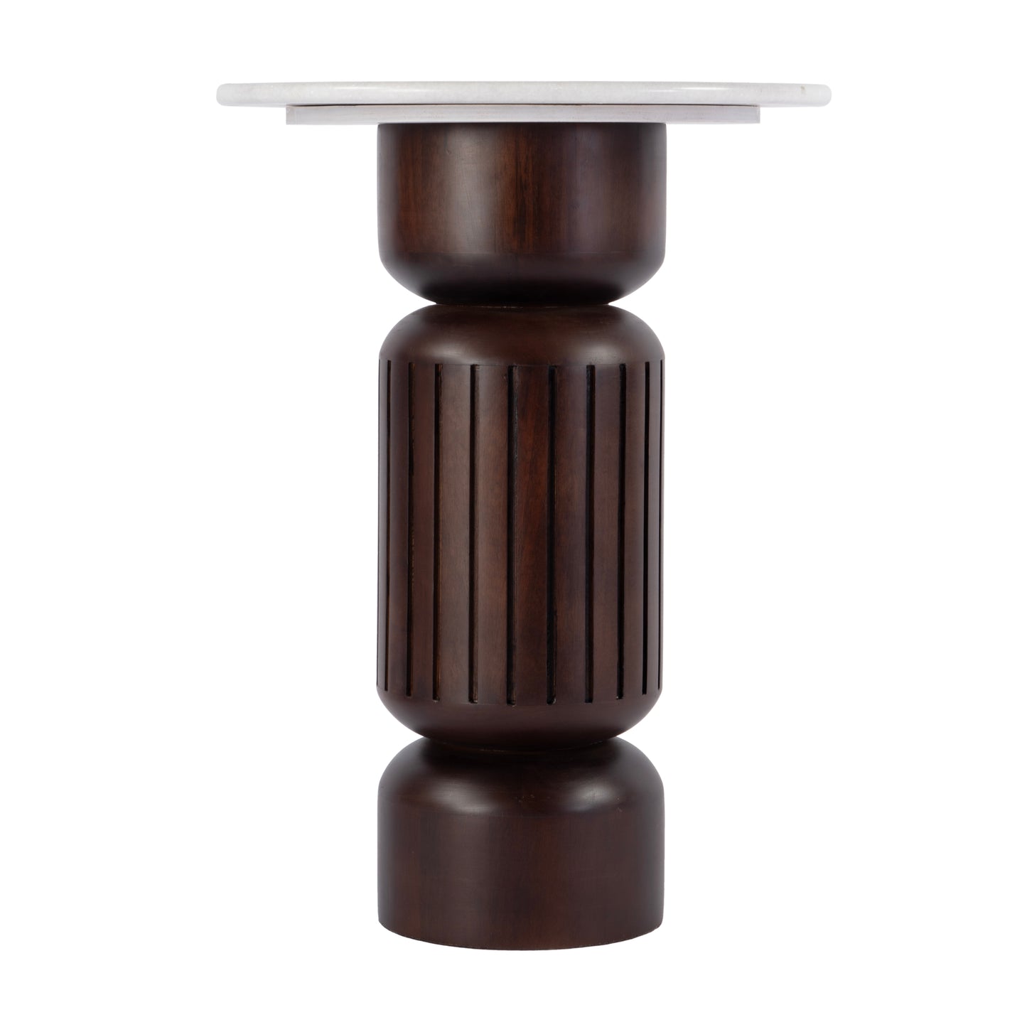 Butler Specialty Company Nala 17 in. W Round Marble and Wood Side Table, Brown