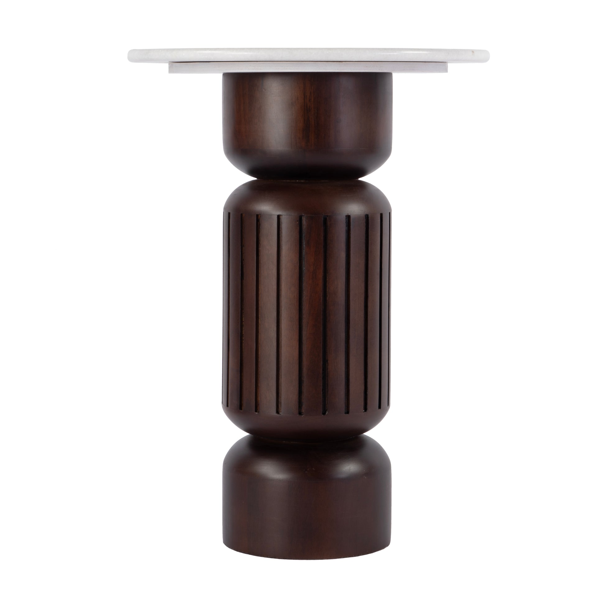 Butler Specialty Company Nala 17 in. W Round Marble and Wood Side Table, Brown