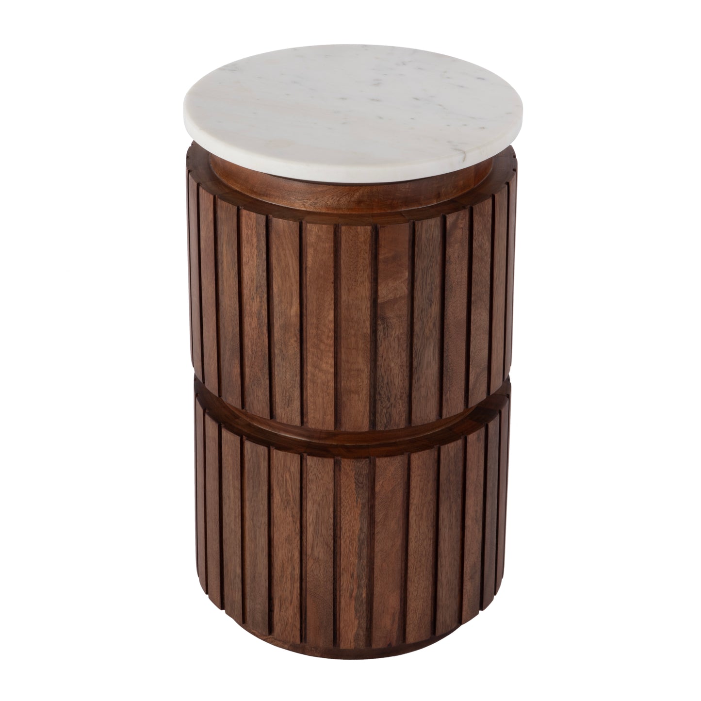 Butler Specialty Company Newton 12 in. W Round Marble and Wood Side Table, Brown