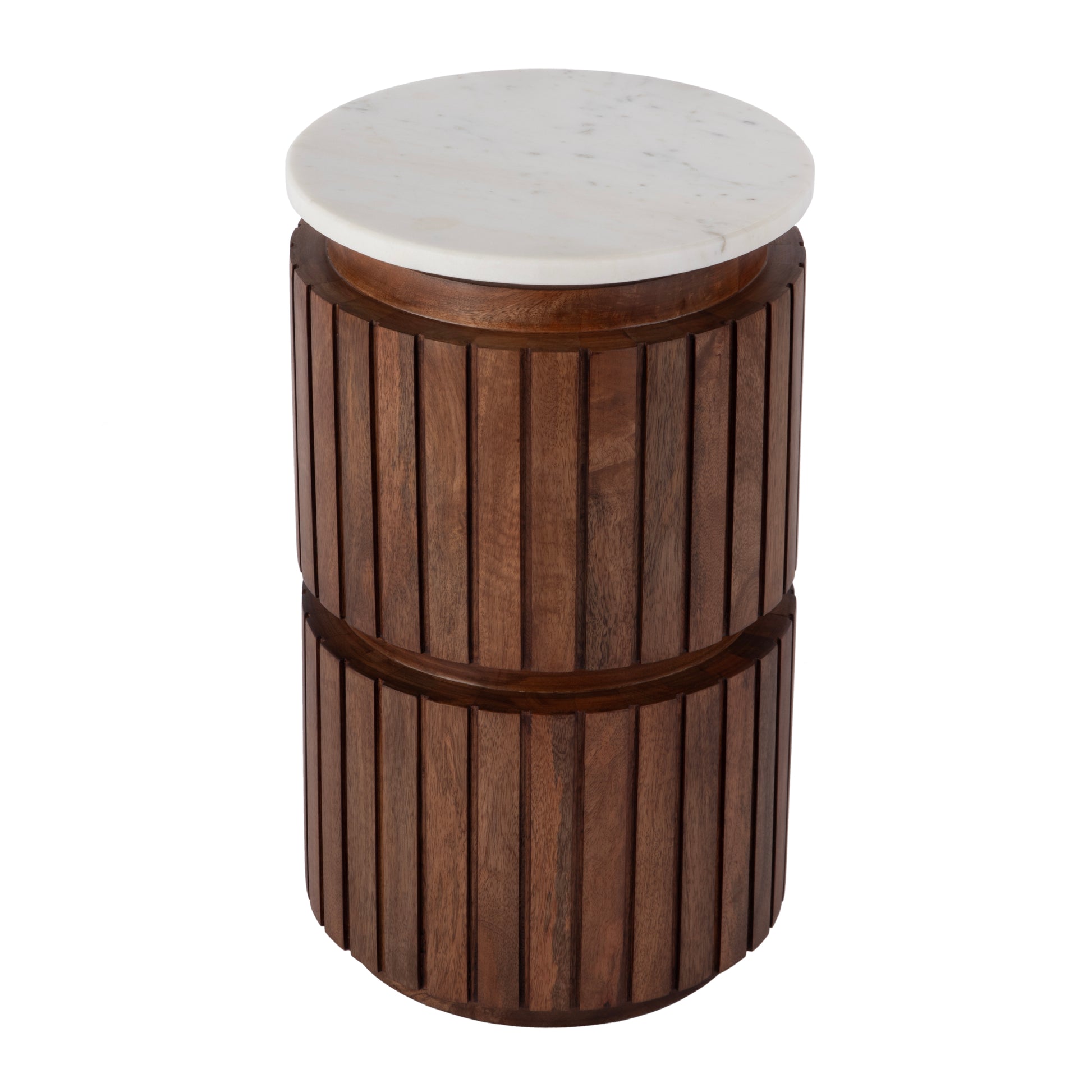 Butler Specialty Company Newton 12 in. W Round Marble and Wood Side Table, Brown