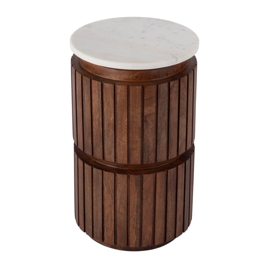 Butler Specialty Company Newton 12 in. W Round Marble and Wood Side Table, Brown